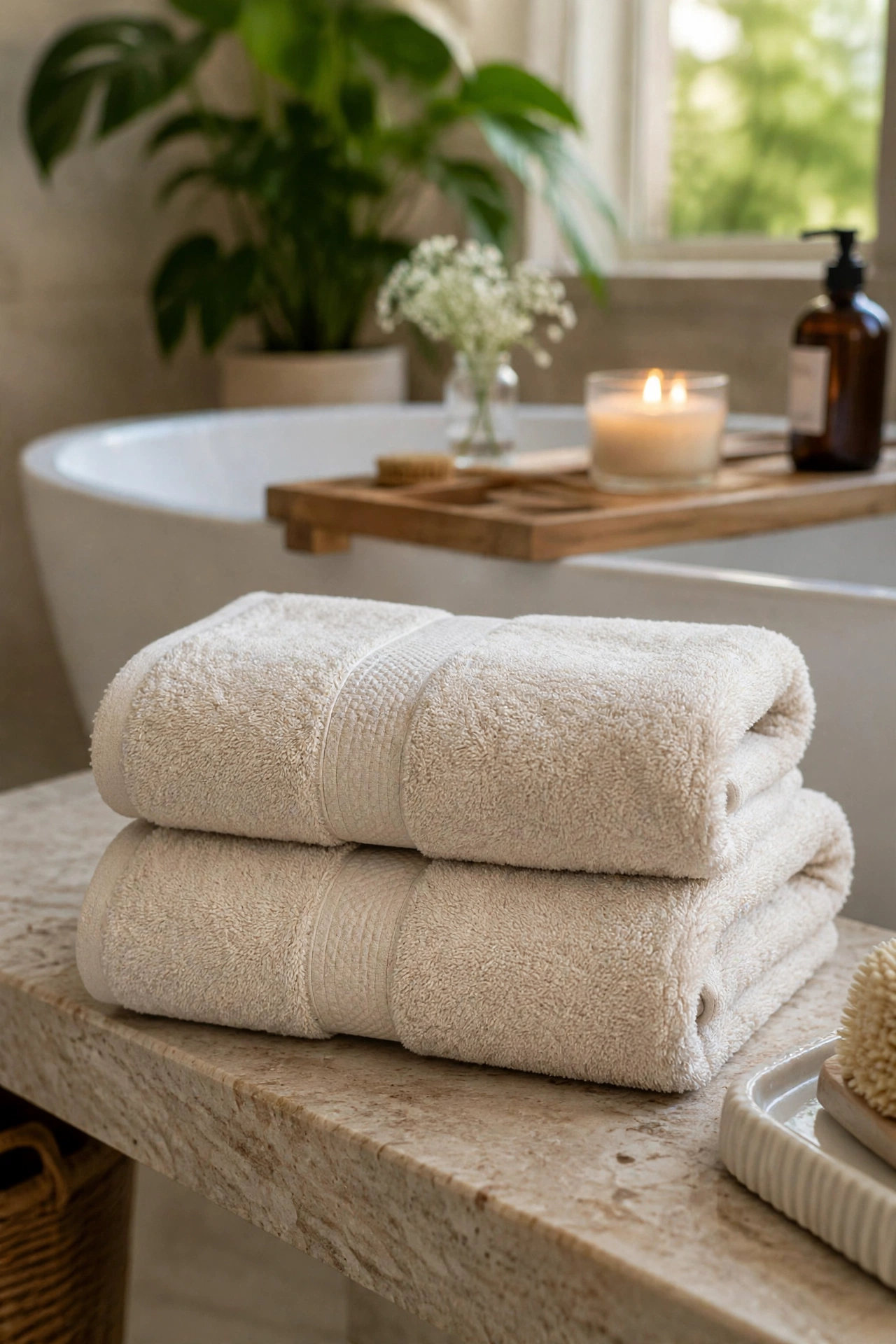 Oatmeal Luxury Bath Towel Set of 2