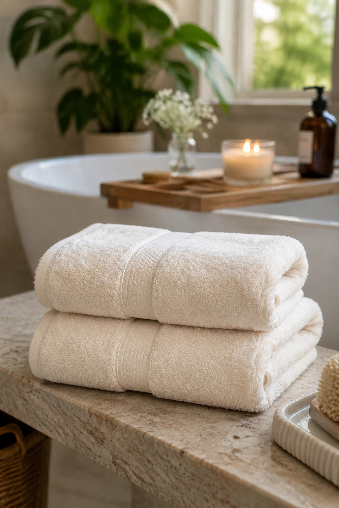Cream / Off-White Luxury Bath Towel Set of 2