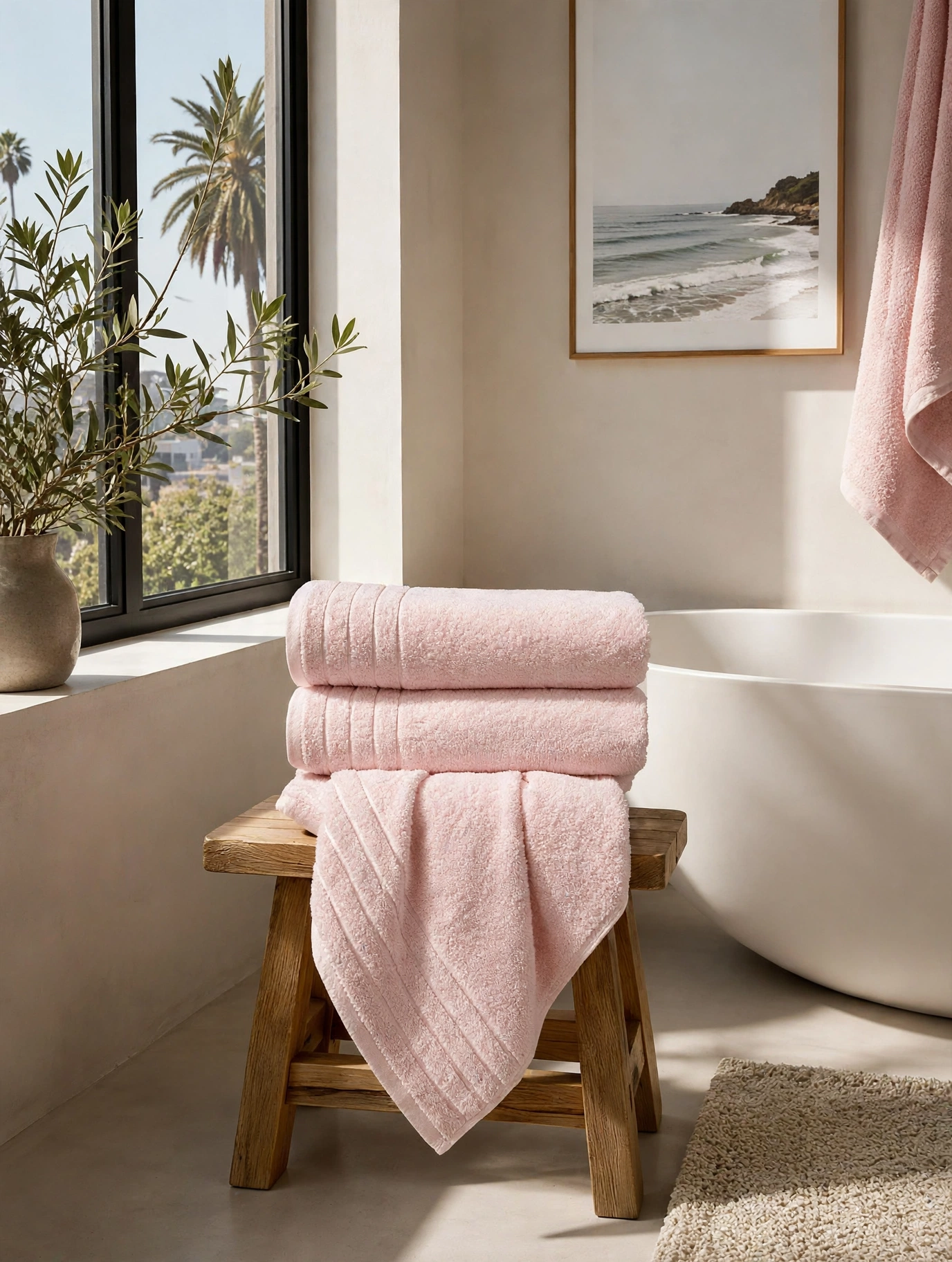 Baby Blush Pink Luxury Bath Towel Set