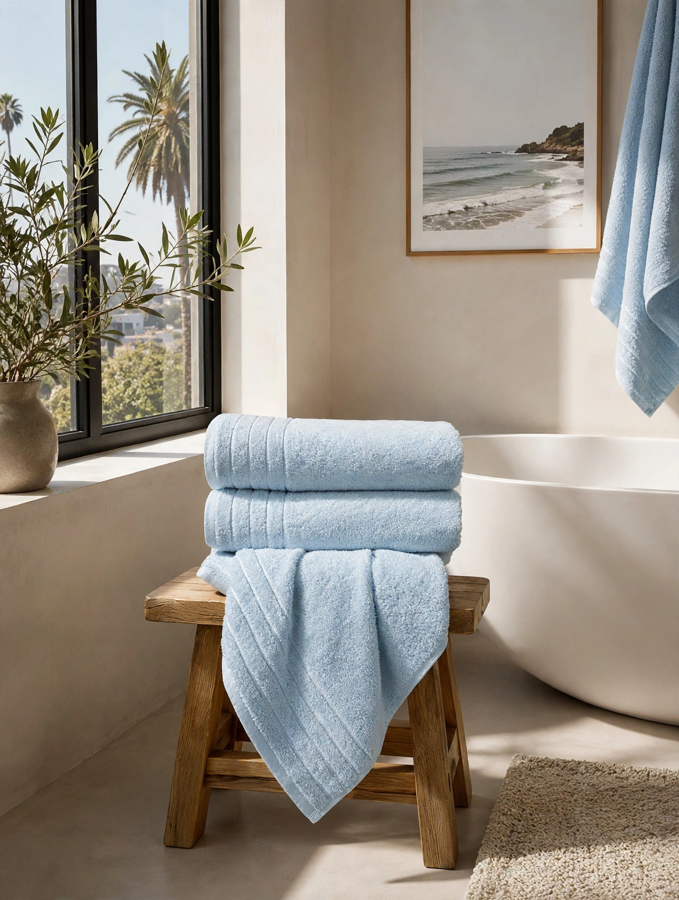 Powder Blue Luxury Bath Towel Set