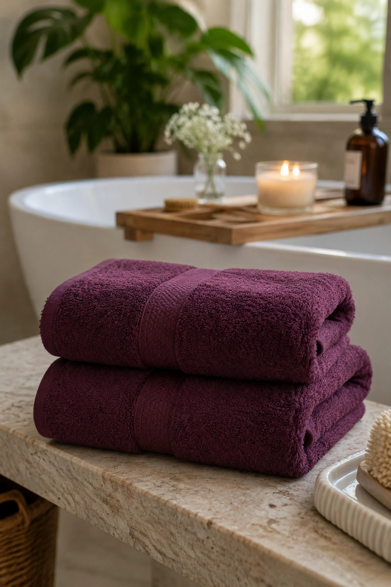 Burgundy Plum Luxury Bath Towel Set of 2