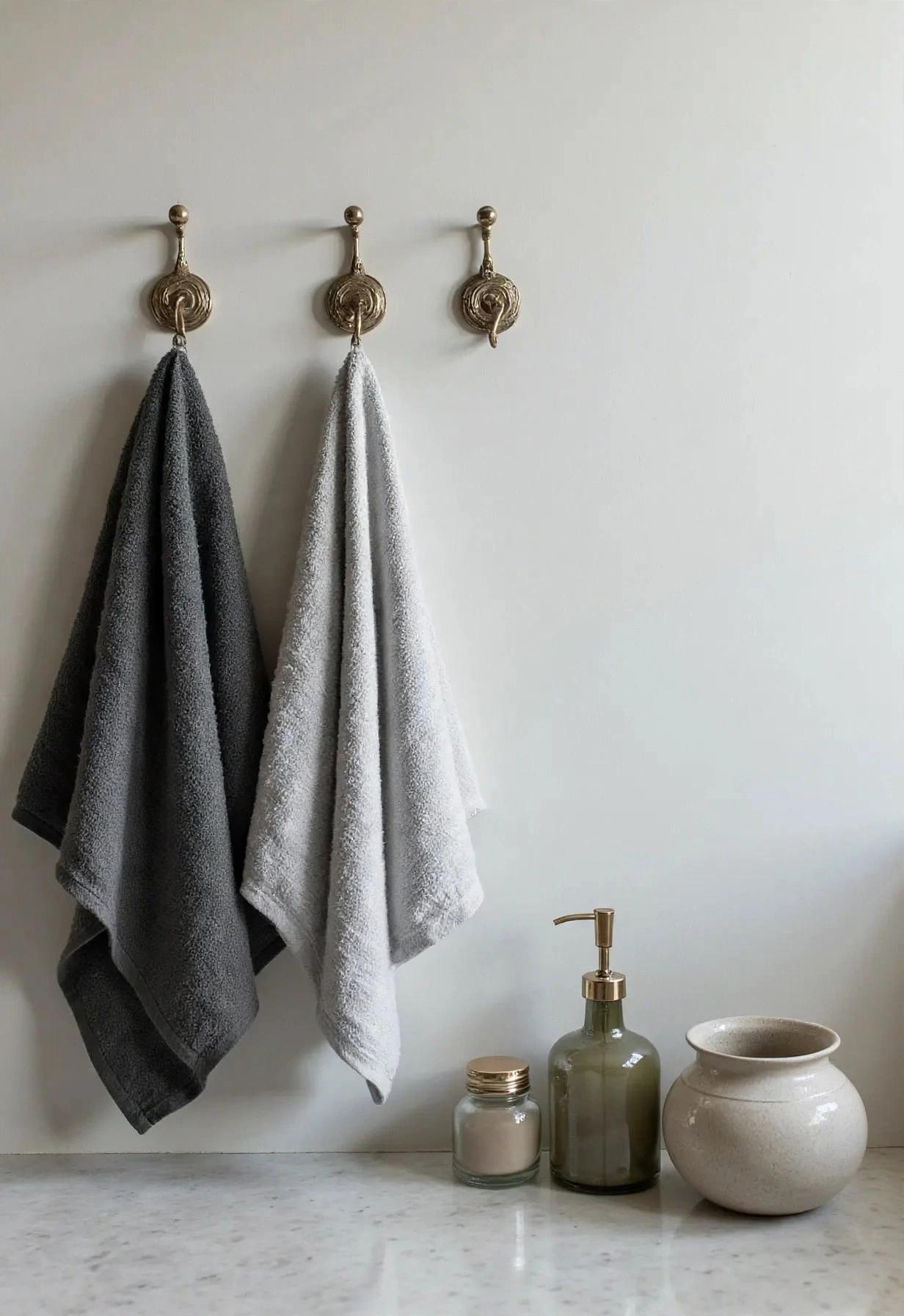 Light Ash Gray + Dark Charcoal Gray Hand Towel Set - Monochrome - Set of 2