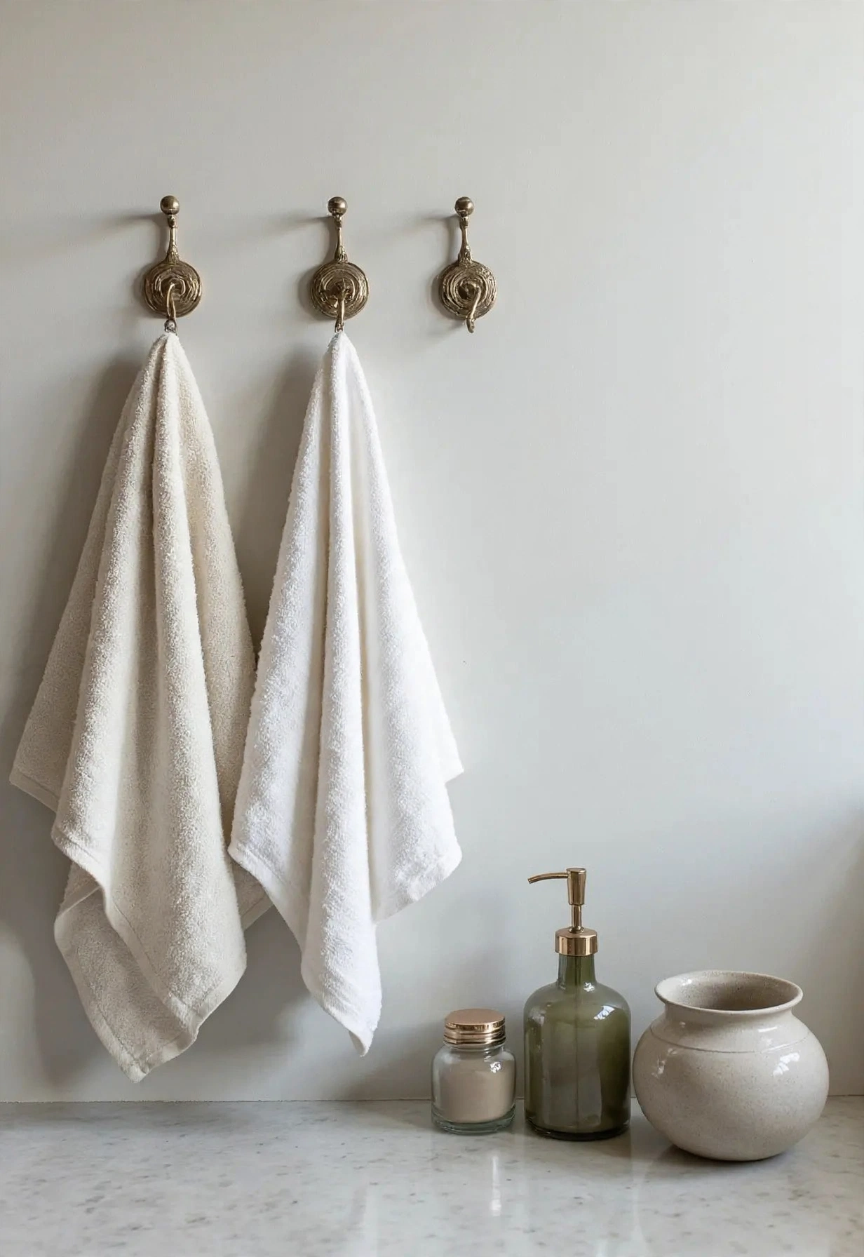 White Monochrome Hand Towel Set - Crisp White + Off-White - Set of 2