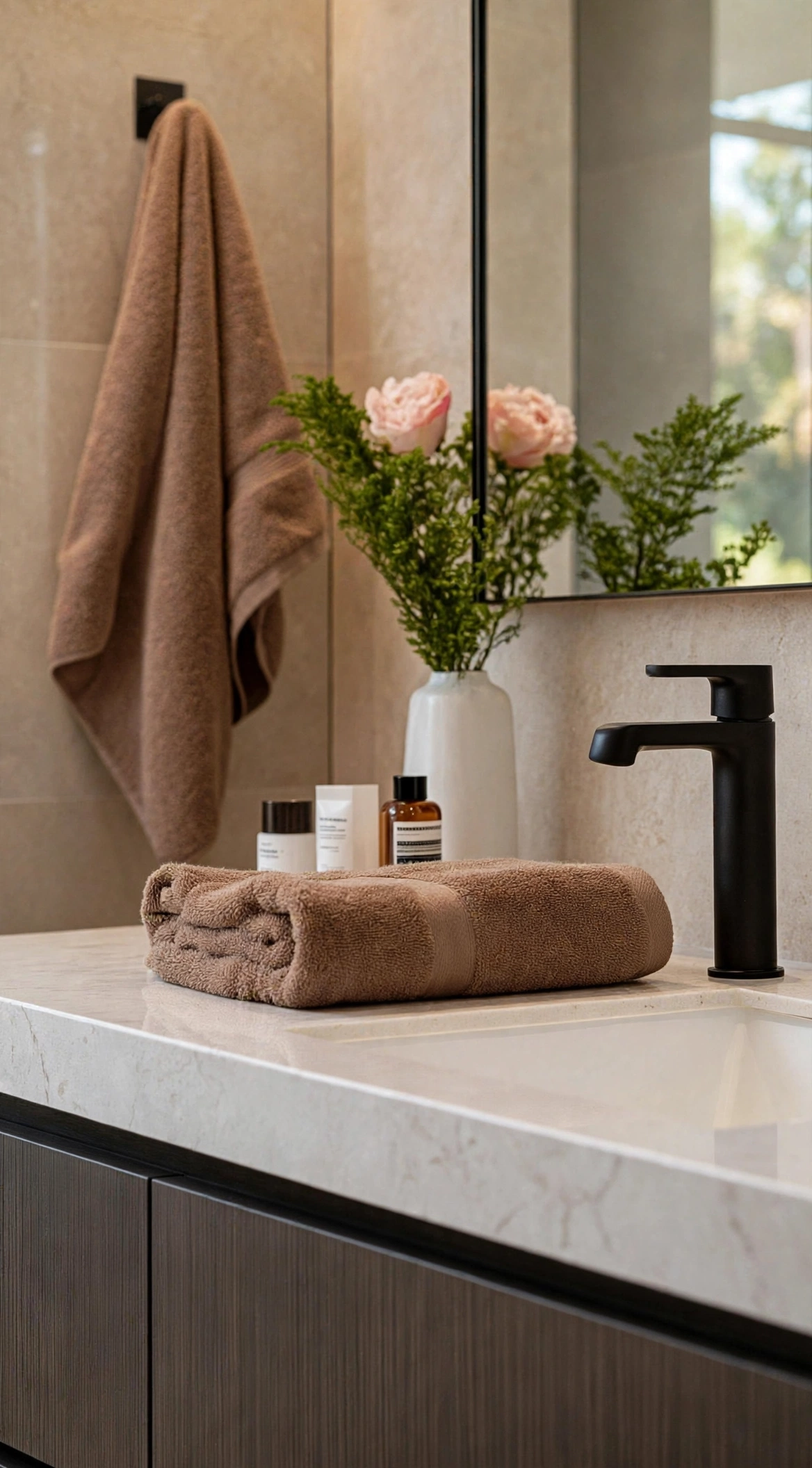 Taupe Brown Luxury Bath Towel Set of 2