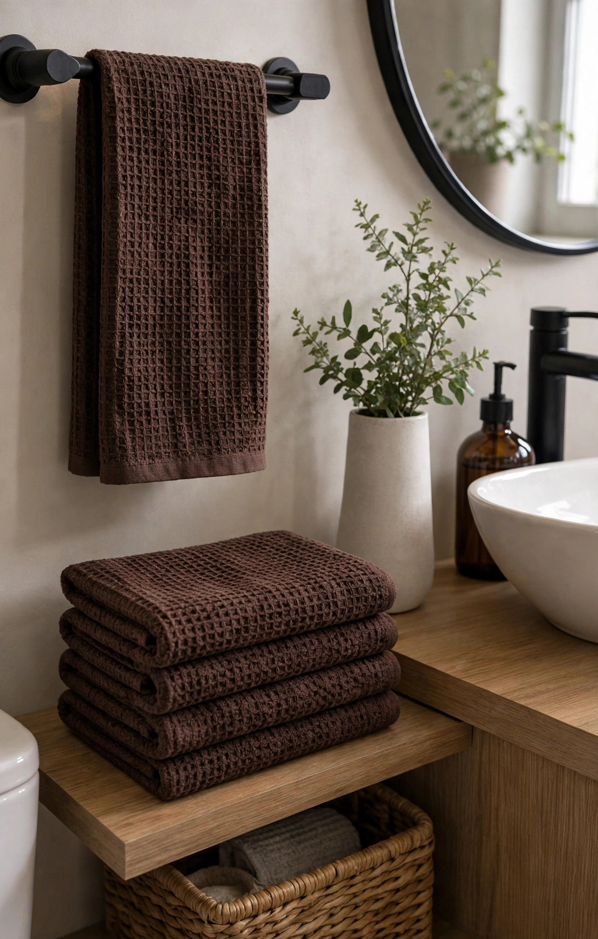 Chocolate Brown Waffle Towel Set