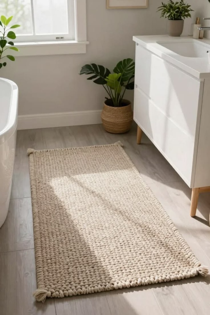 Natural Beige Braided Bath Mat