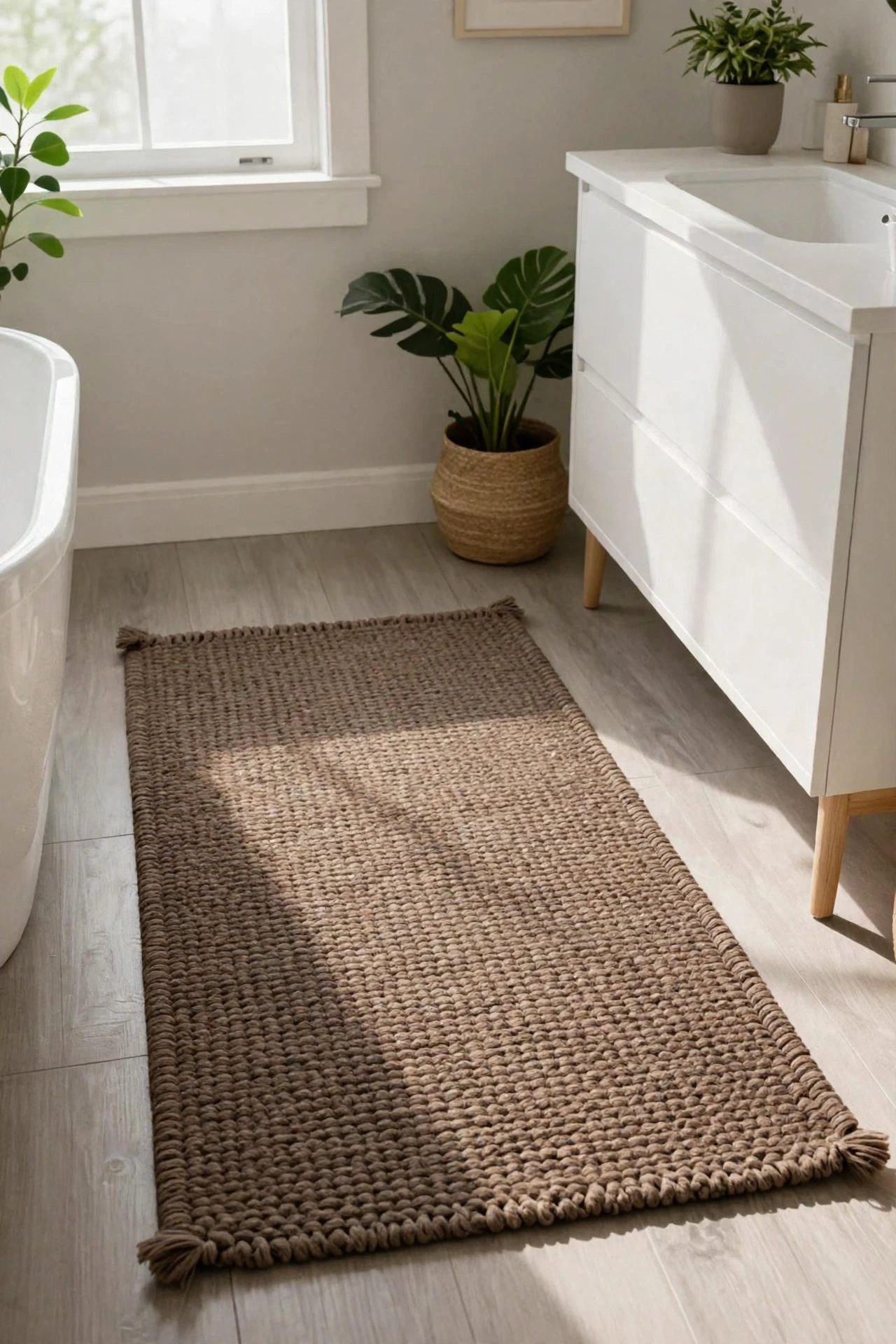 Taupe Brown Braided Bath Mat