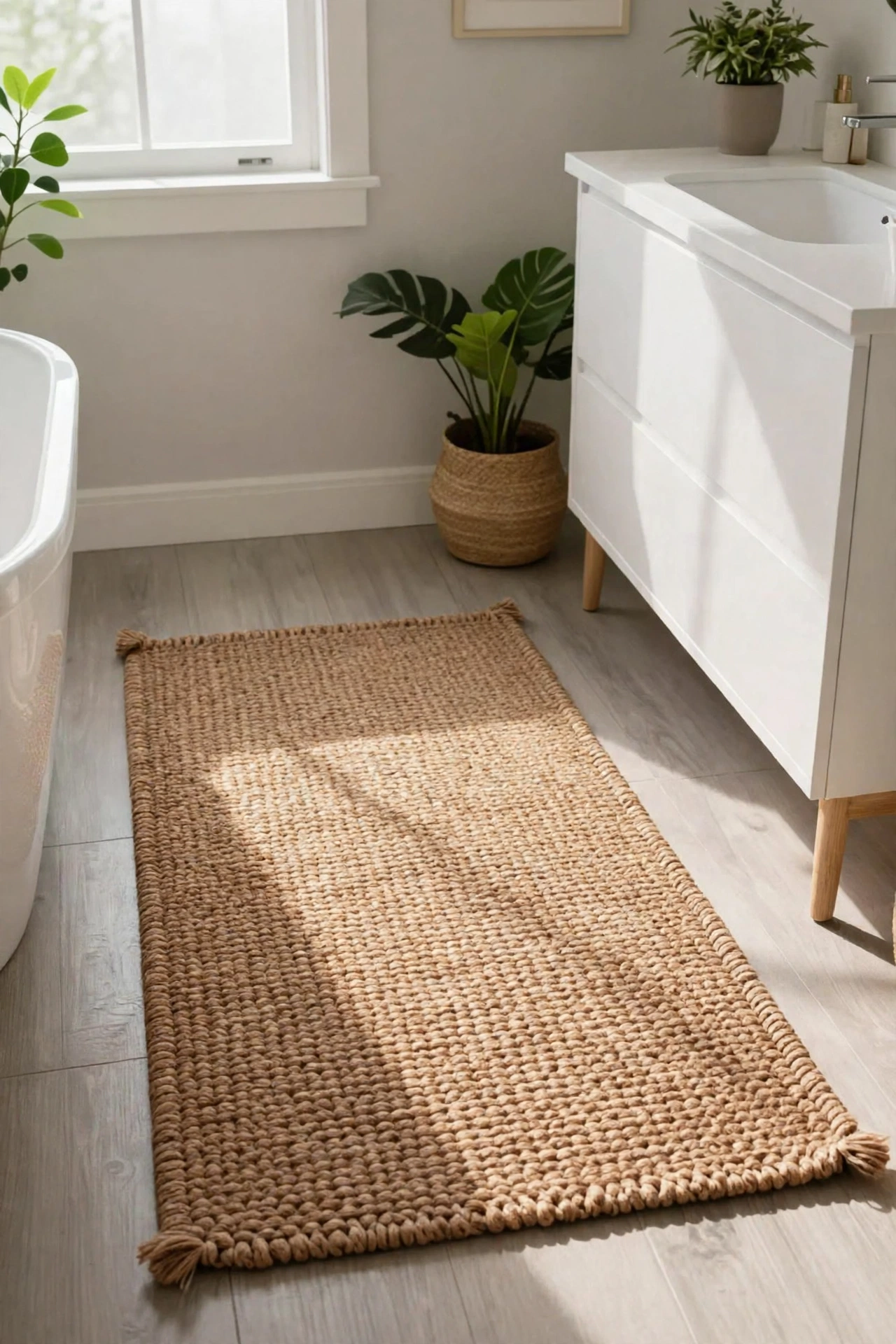 Honey Beige Braided Bath Mat
