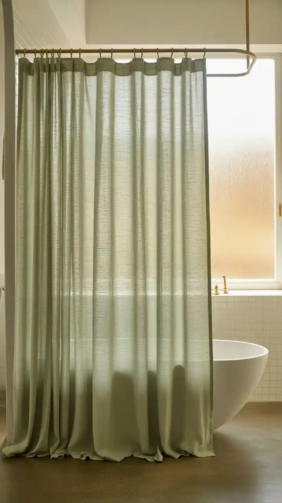 Sage Green Linen Shower Curtain