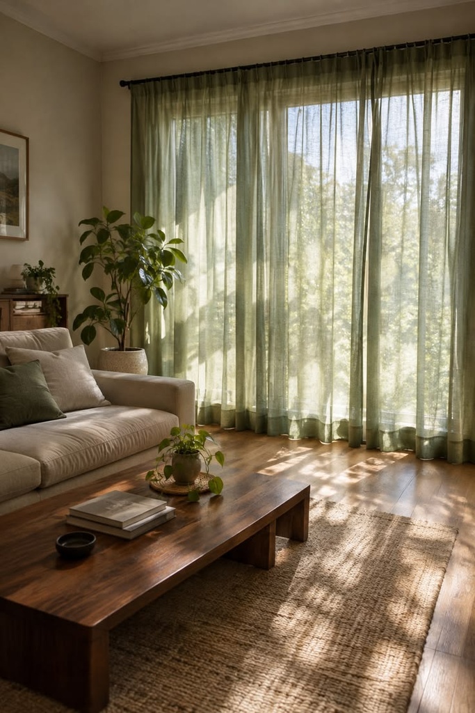 Sage Green Sheer Linen Curtains