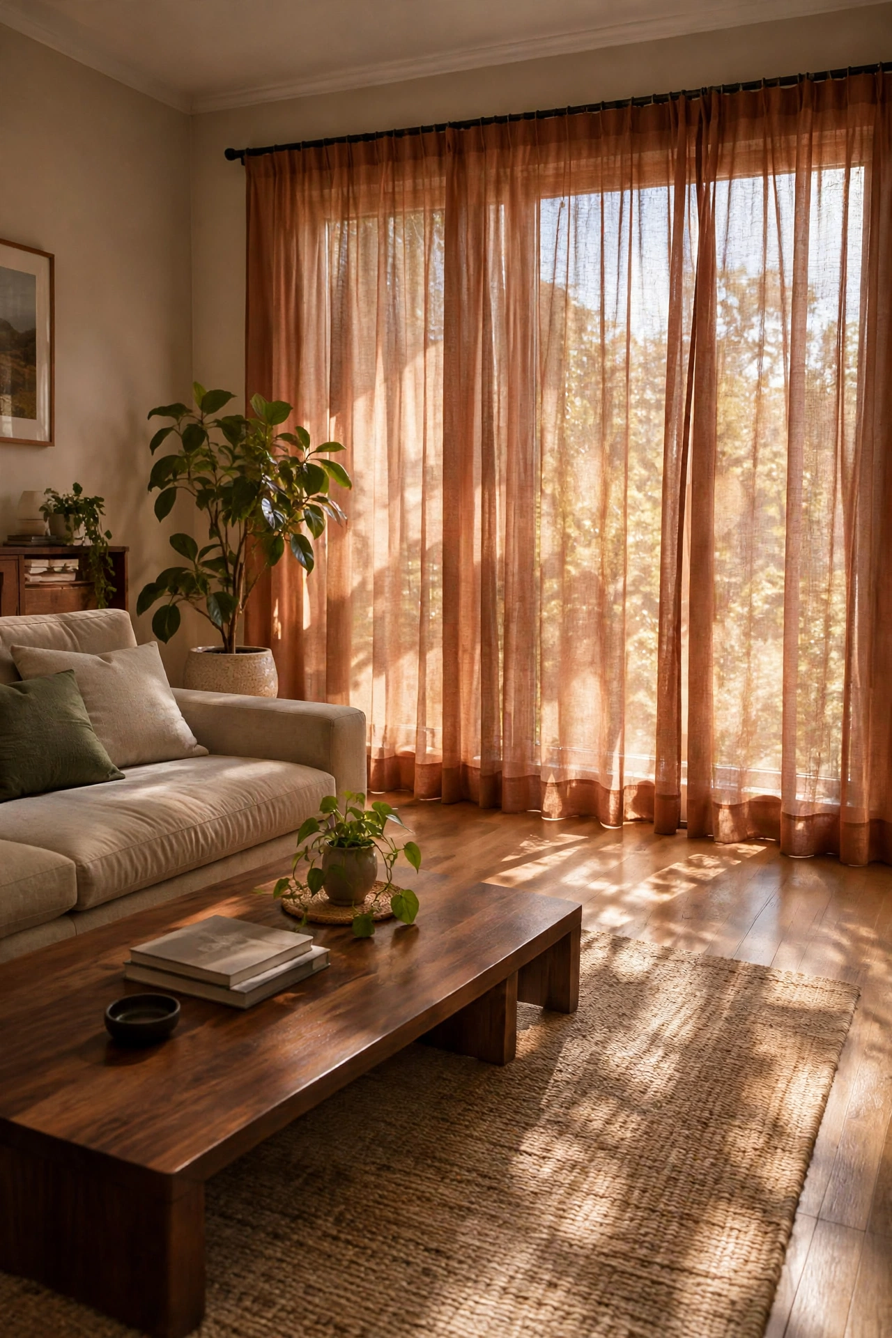 Terracotta Sheer Linen Curtains