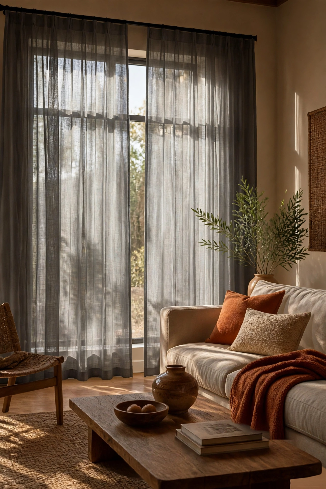 Fog Gray Sheer Linen Curtains