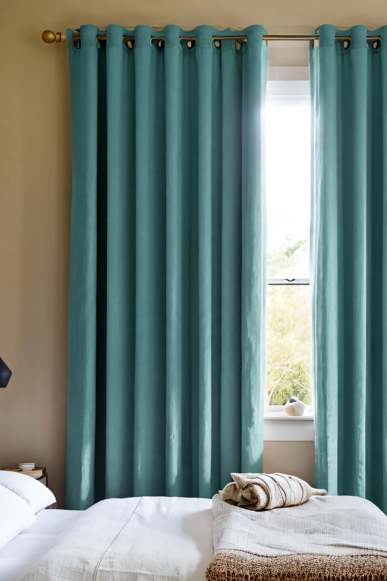 Aqua Washed Linen Blackout Curtain