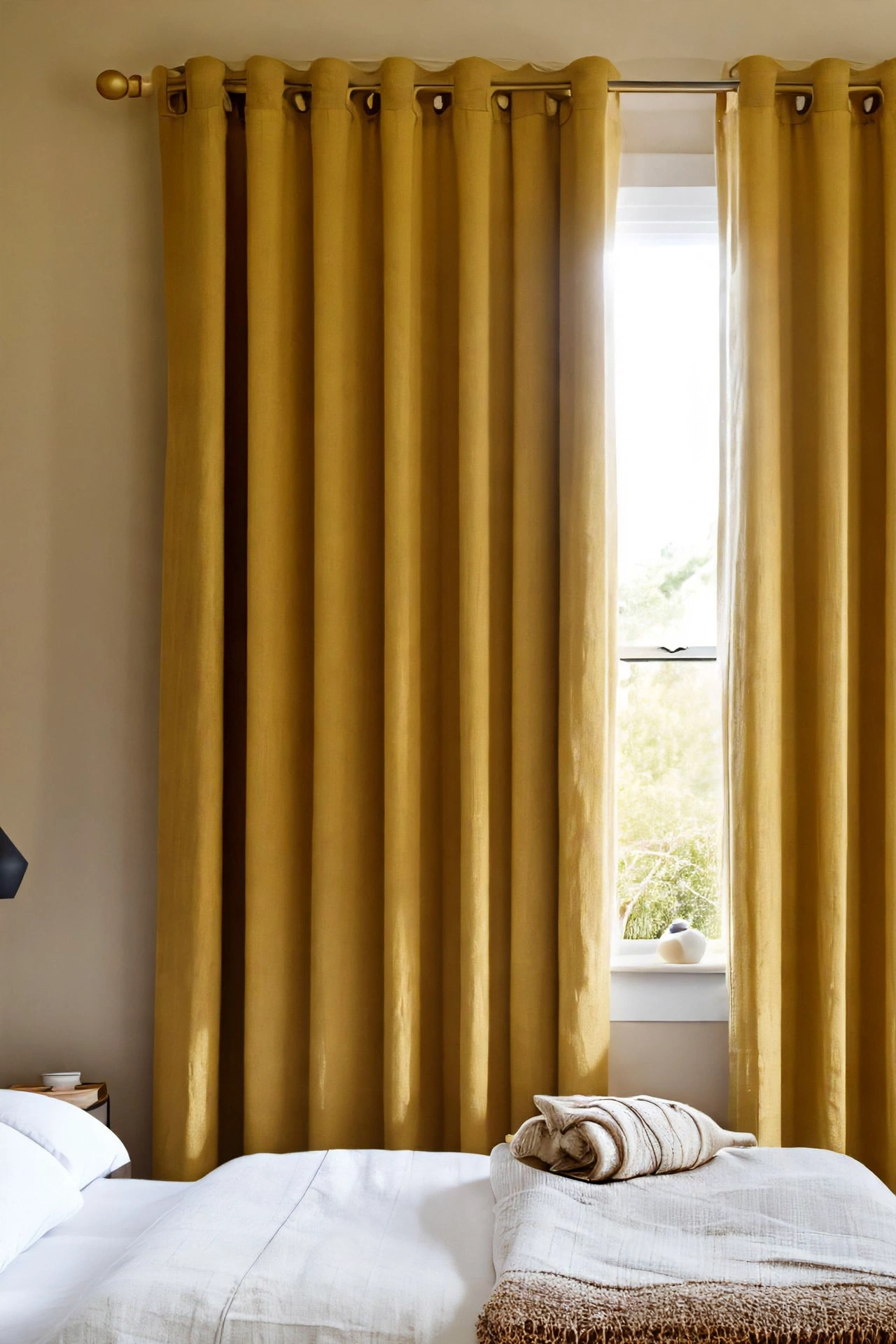 Mustard Yellow Washed Linen Blackout Curtain