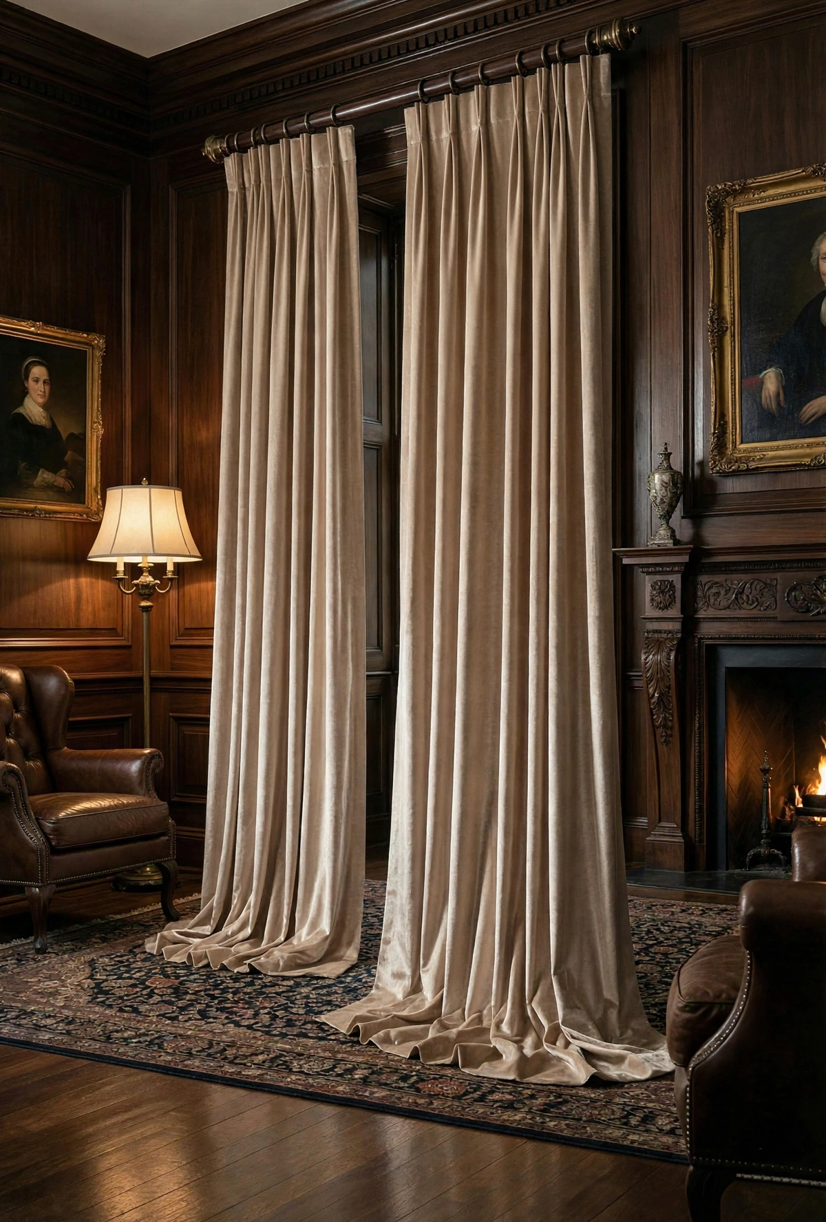 Champagne Beige Velvet Curtain