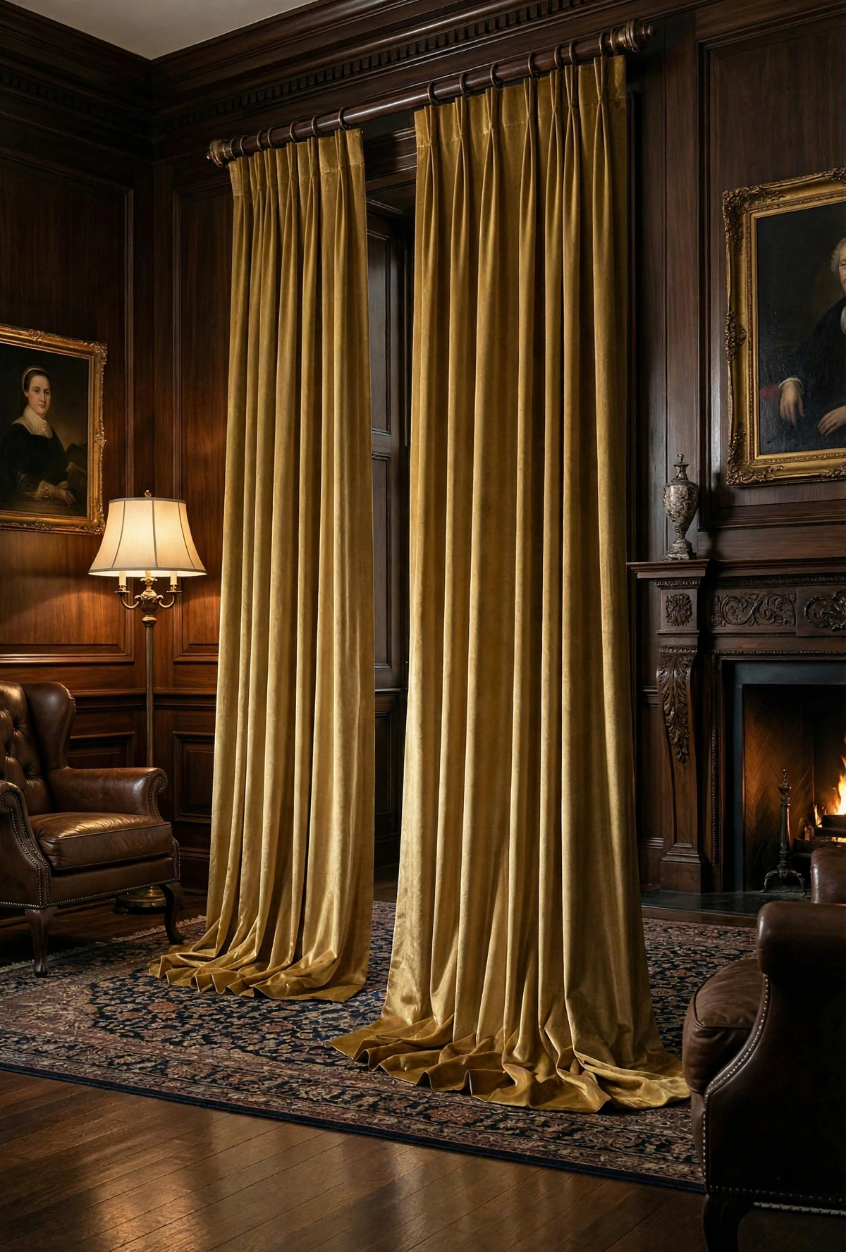 Antique Gold Velvet Curtain