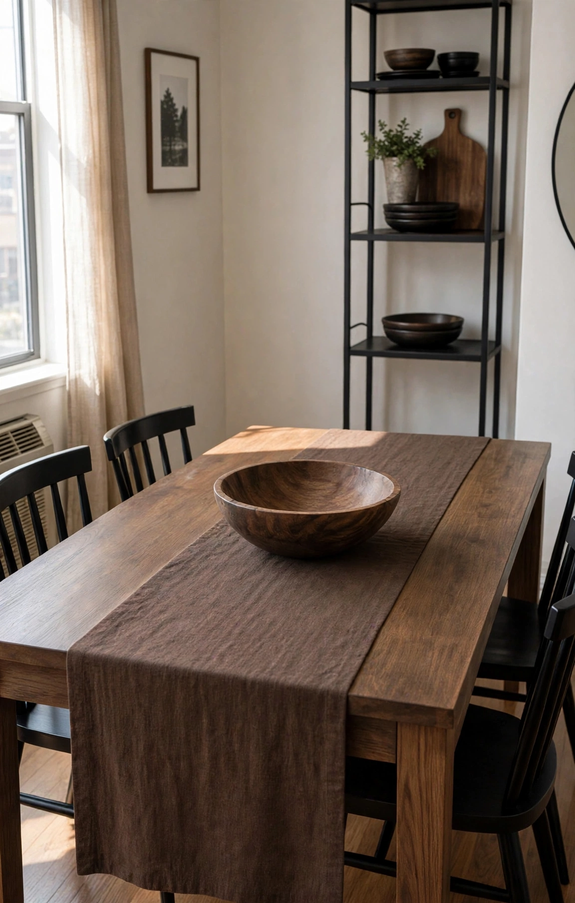 Walnut Brown Linen Table Runner