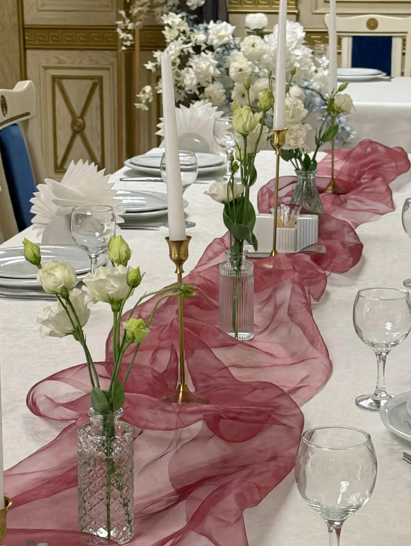 Dusty Rose Organza Table Runner