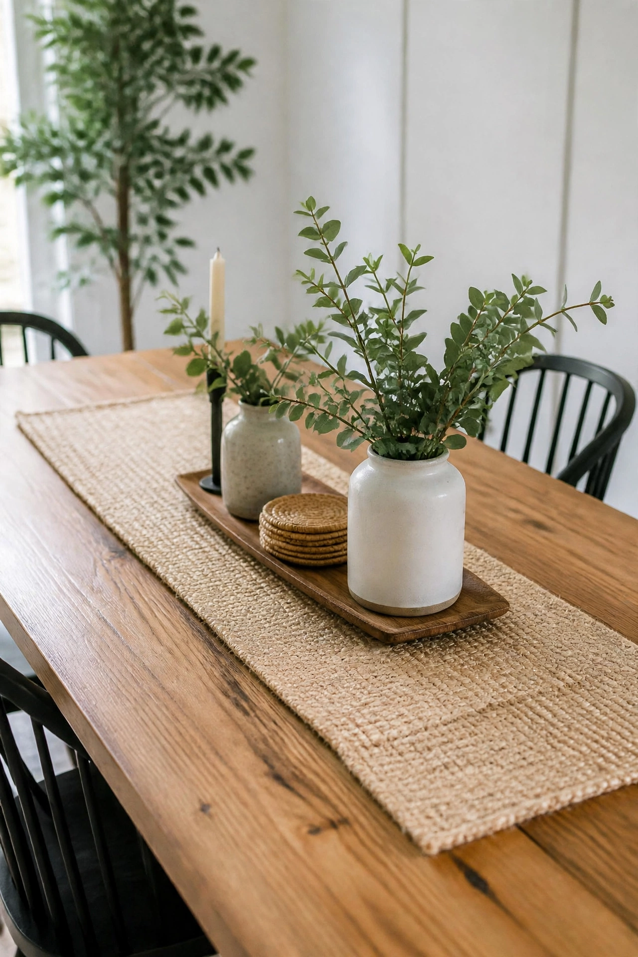 Light Wood Jute Braided Table Runner