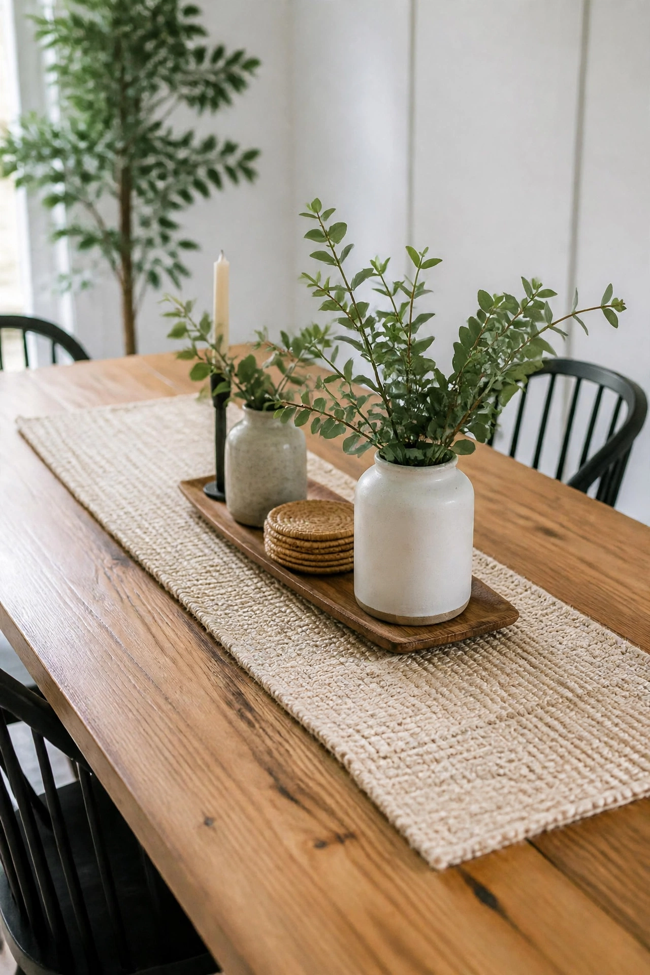 Light Beige Jute Braided Table Runner