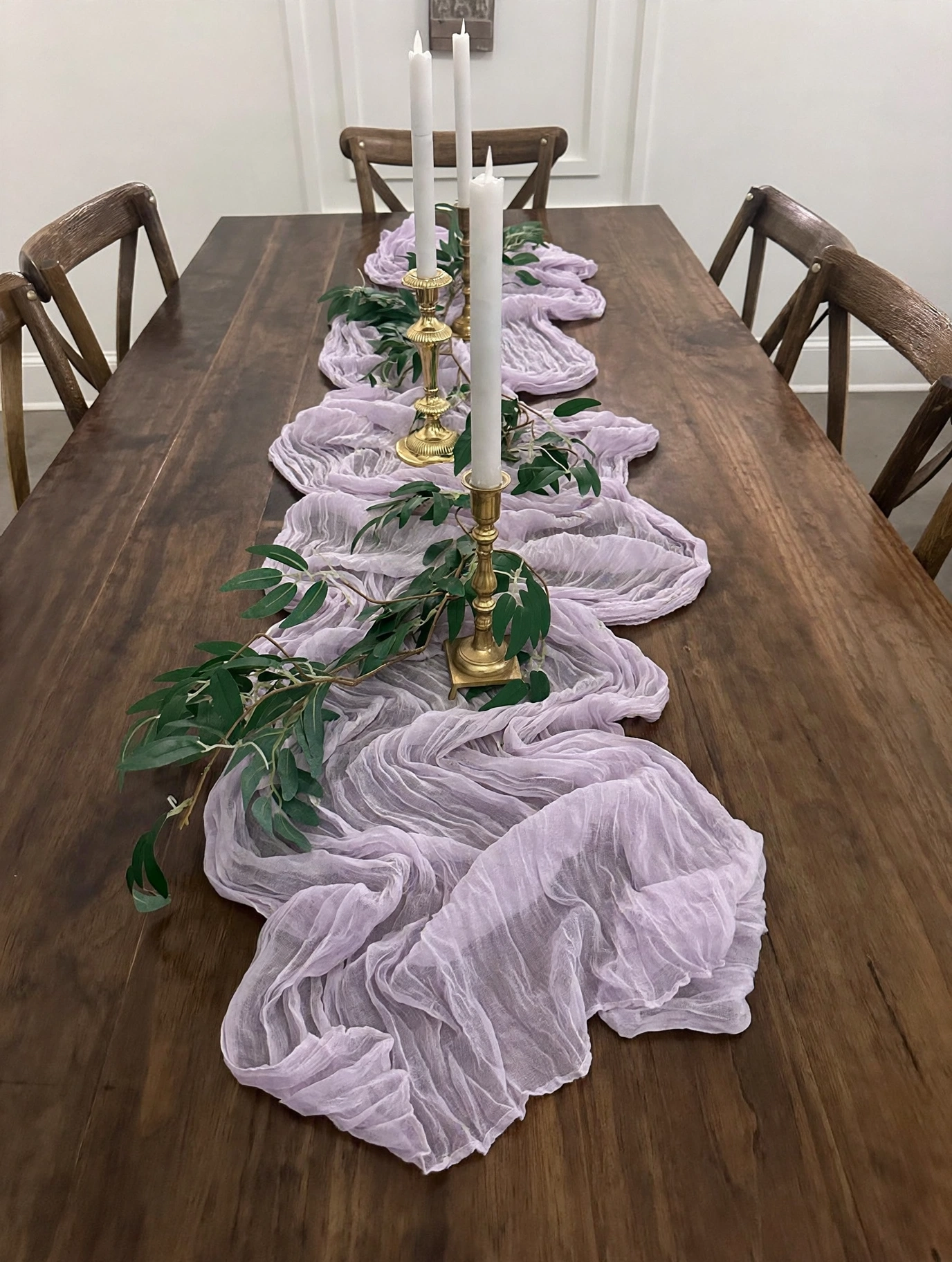 Lavender Crinkled Georgette Table Runner