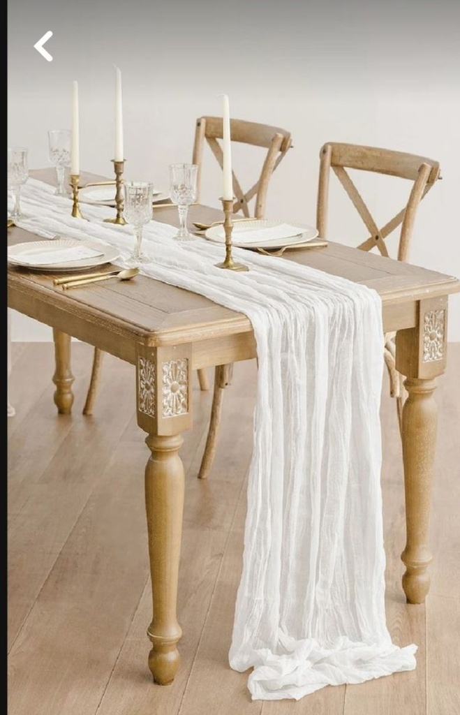 White Cheesecloth Gauze Table Runner