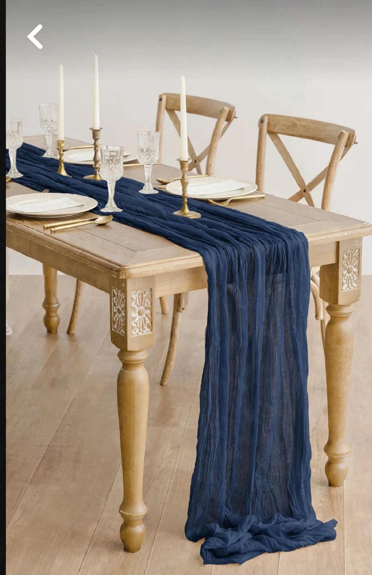 Navy Blue Cheesecloth Gauze Table Runner