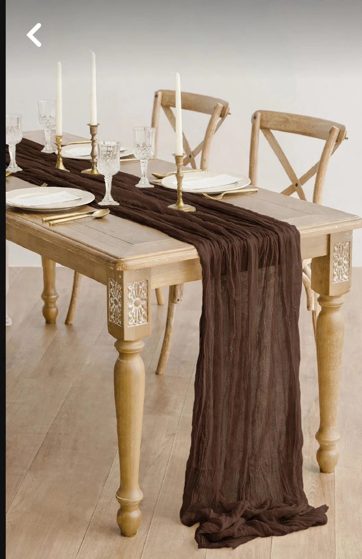 Dark Brown Cheesecloth Gauze Table Runner