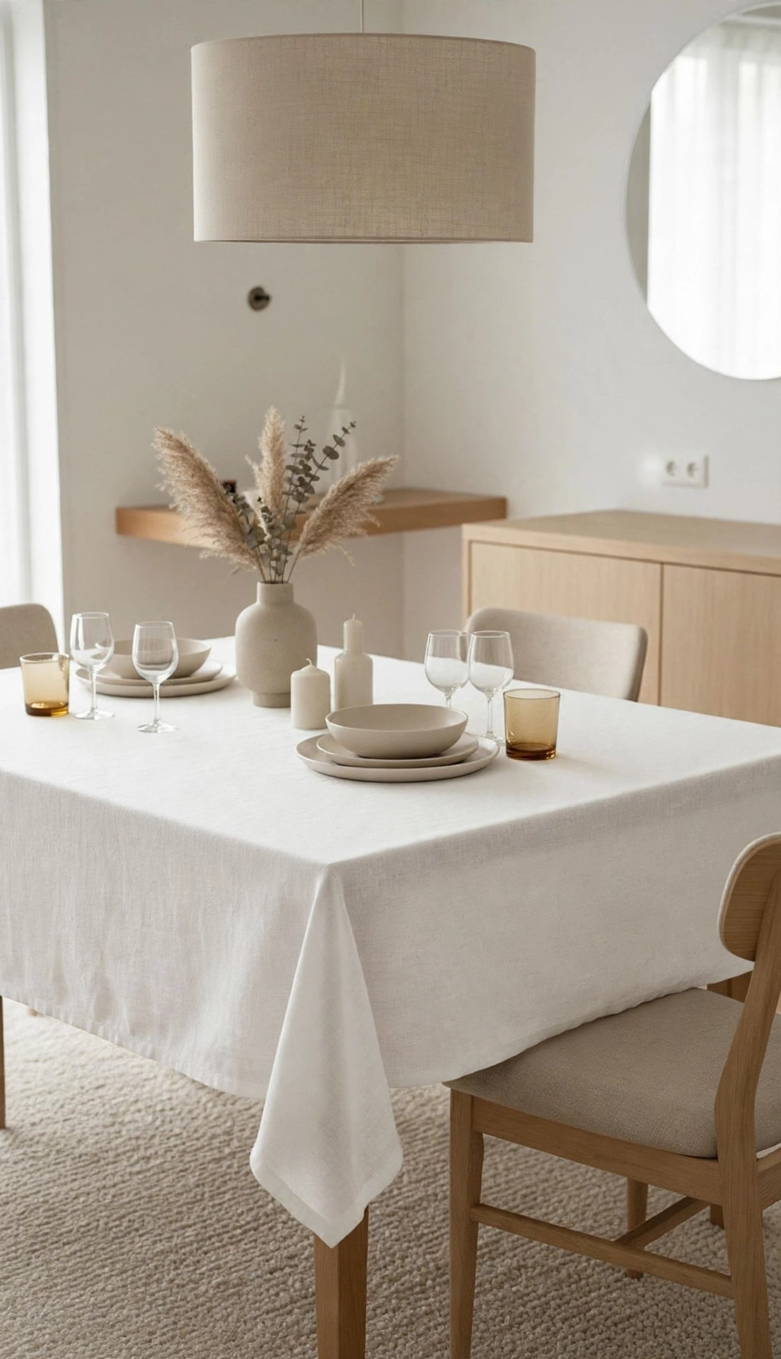 White Washed Linen Tablecloth