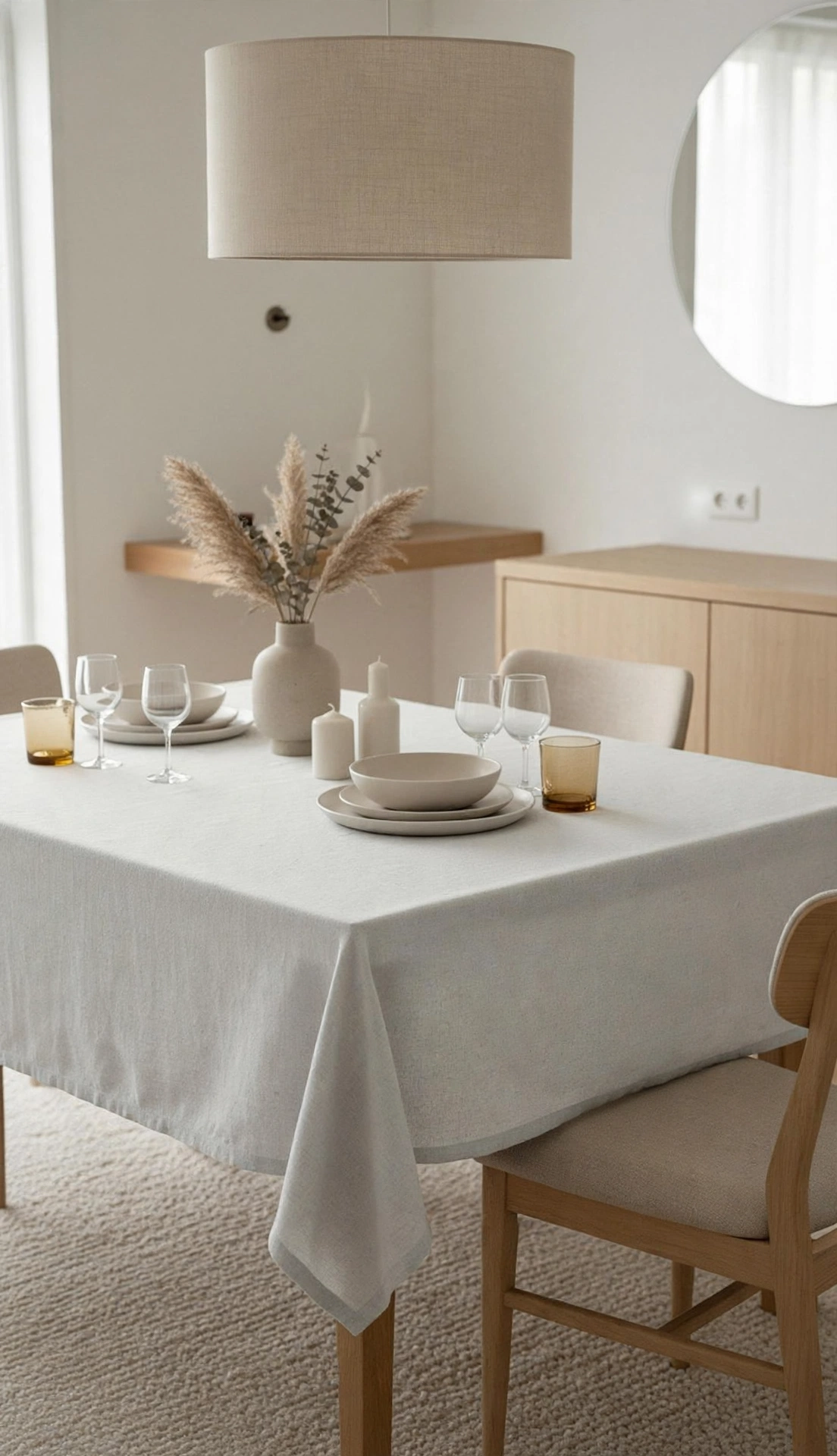 Dusky White Washed Linen Tablecloth