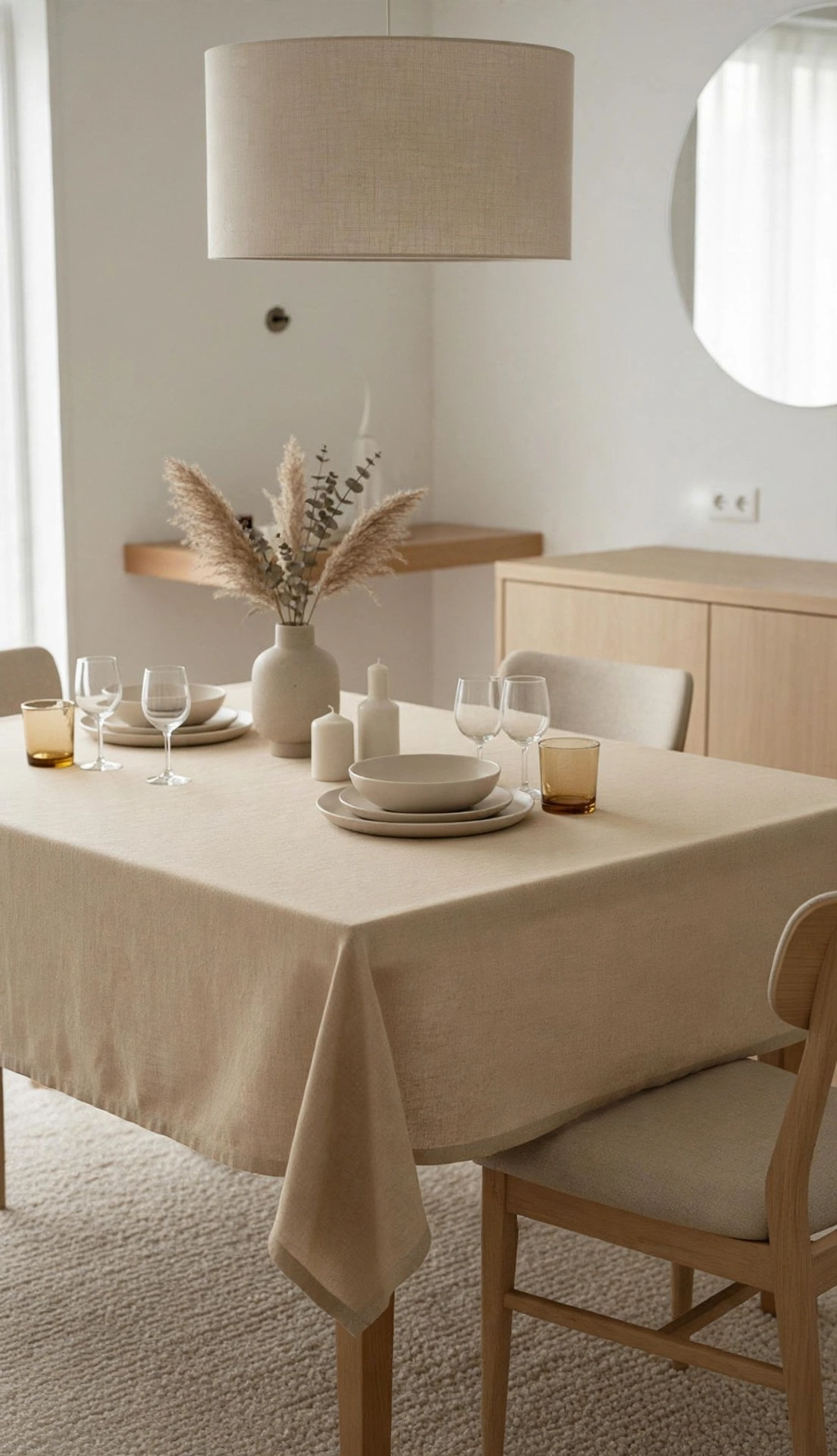 Light Wood Washed Linen Tablecloth