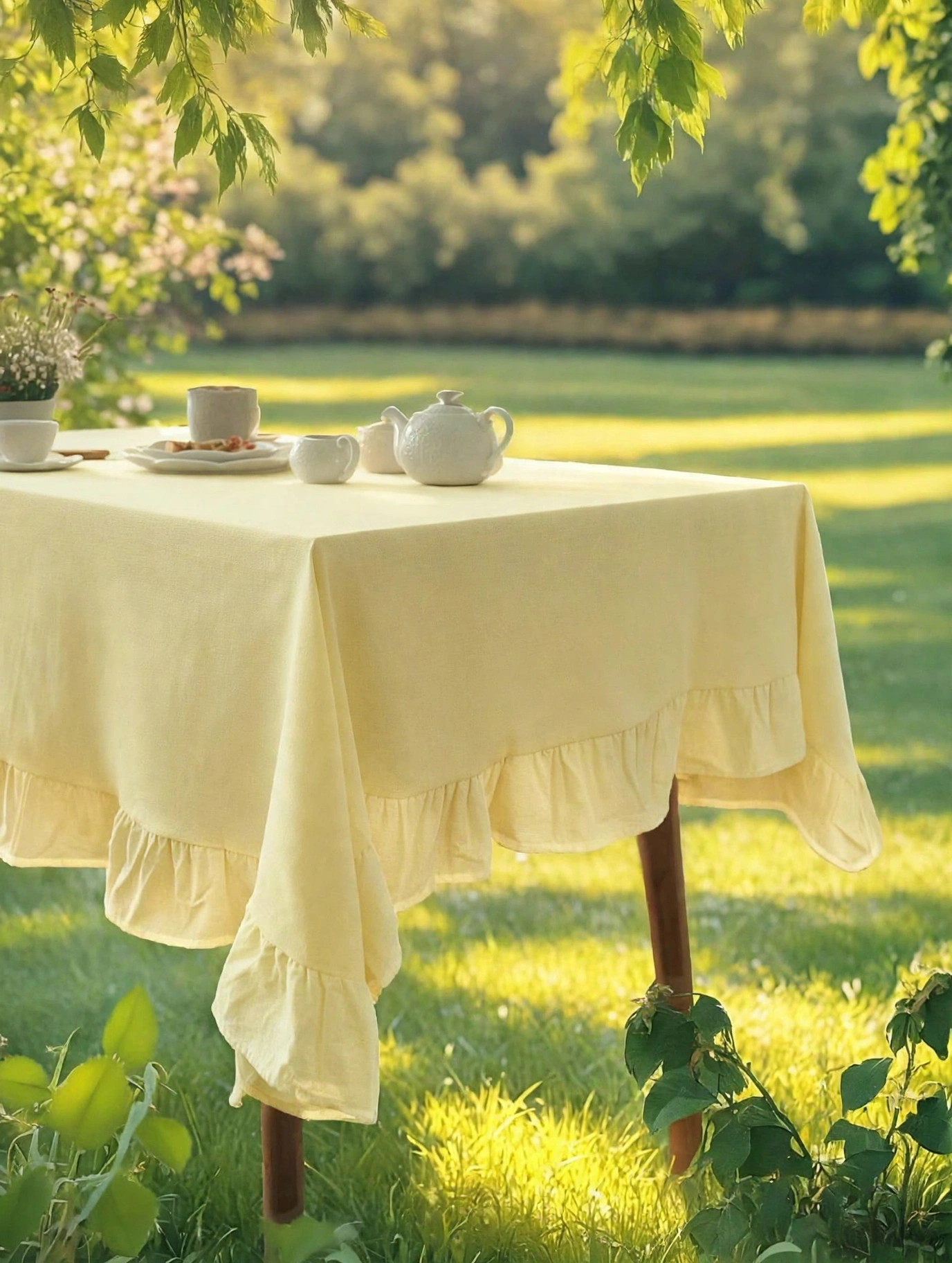 Baby Yellow Ruffled Tablecloth