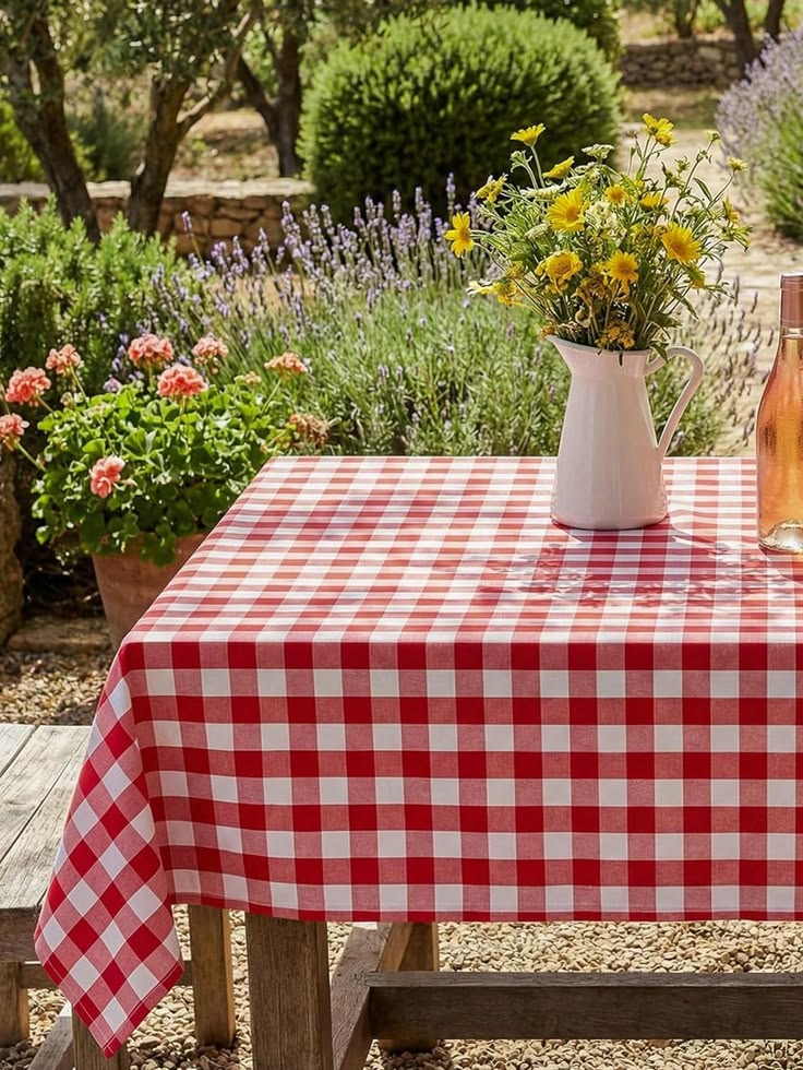 Red Gingham Check Tablecloth