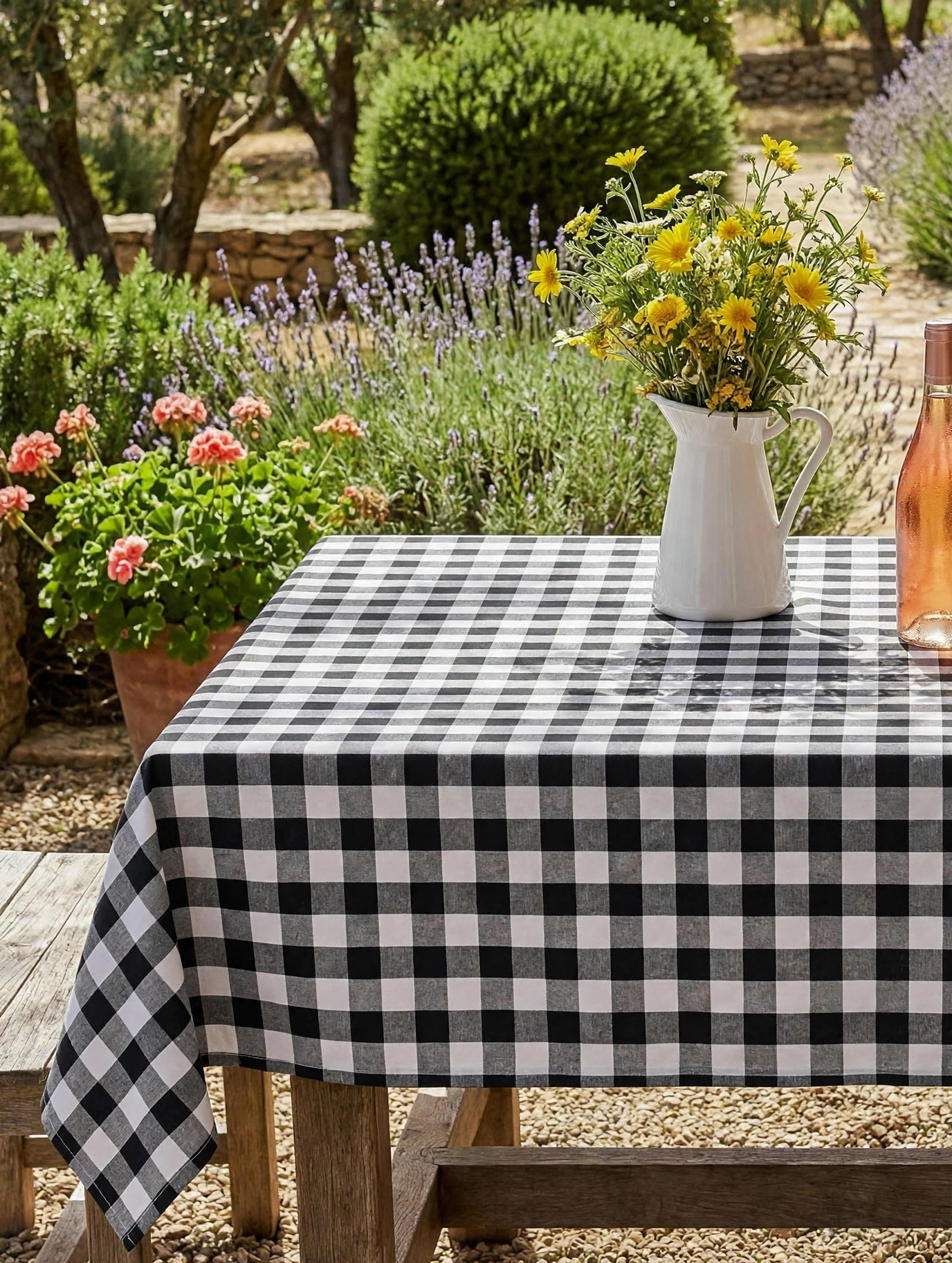 Black Gingham Check Tablecloth