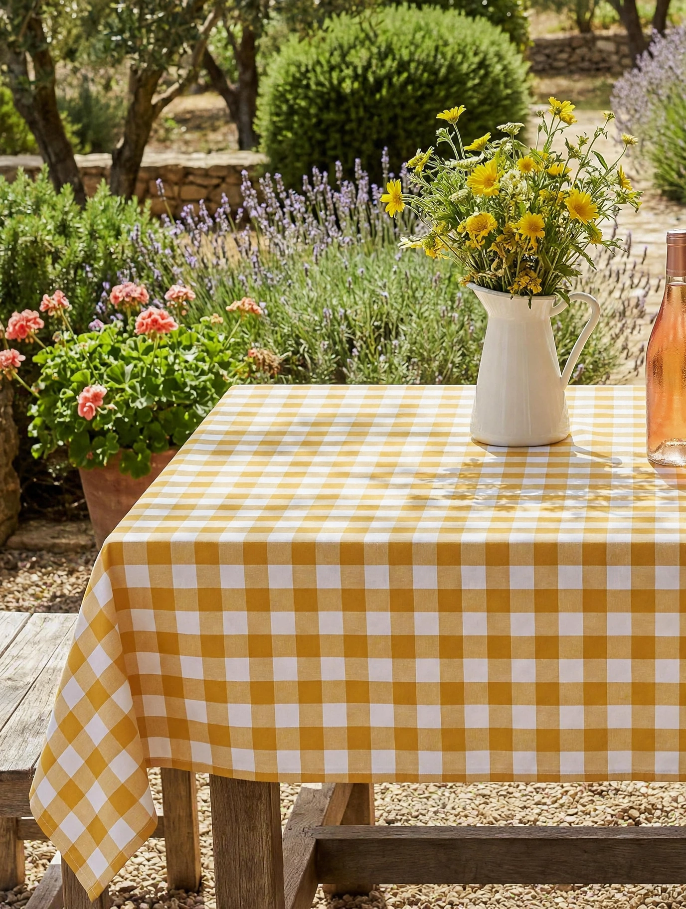 Yellow Gingham Check Tablecloth