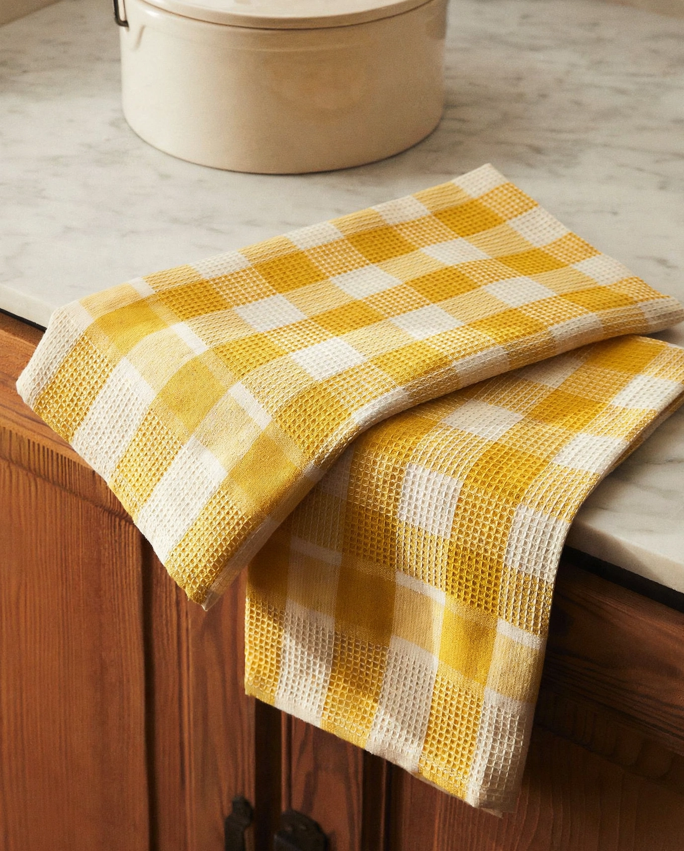 Yellow Gingham Kitchen Towel Set