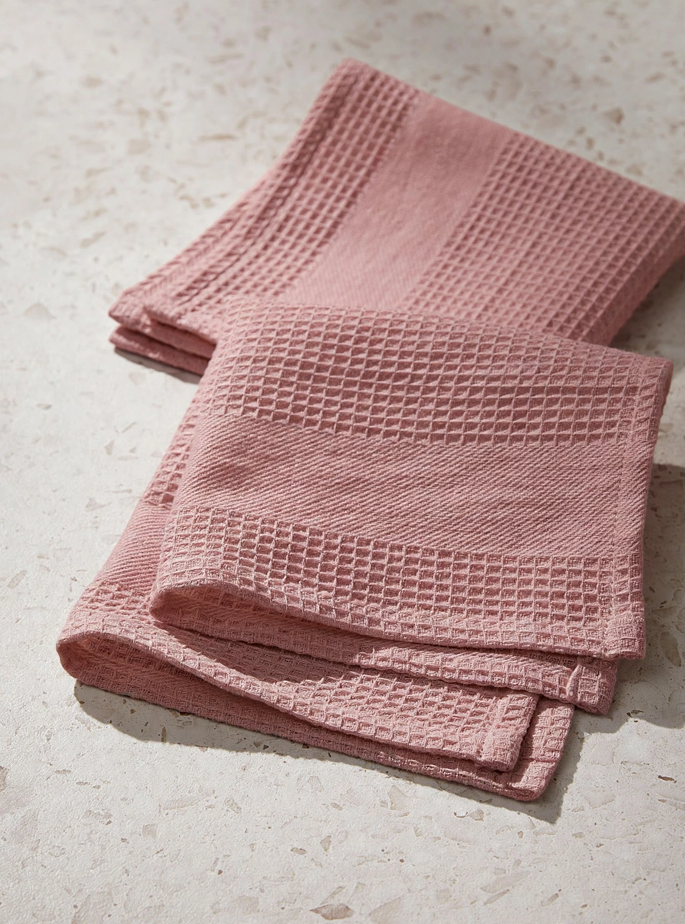 Dusky Pink Waffle Kitchen Towel Set