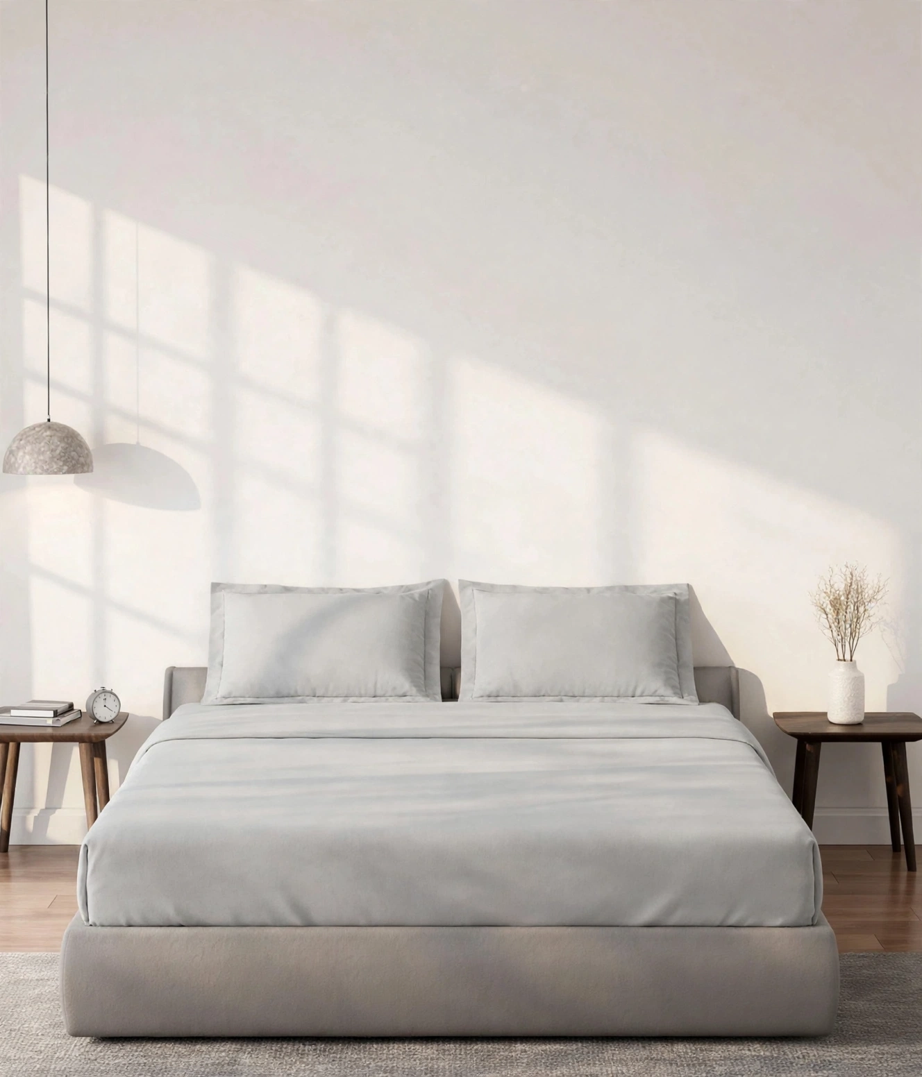 Solid Gray King Sized Bedsheet with pillow cases