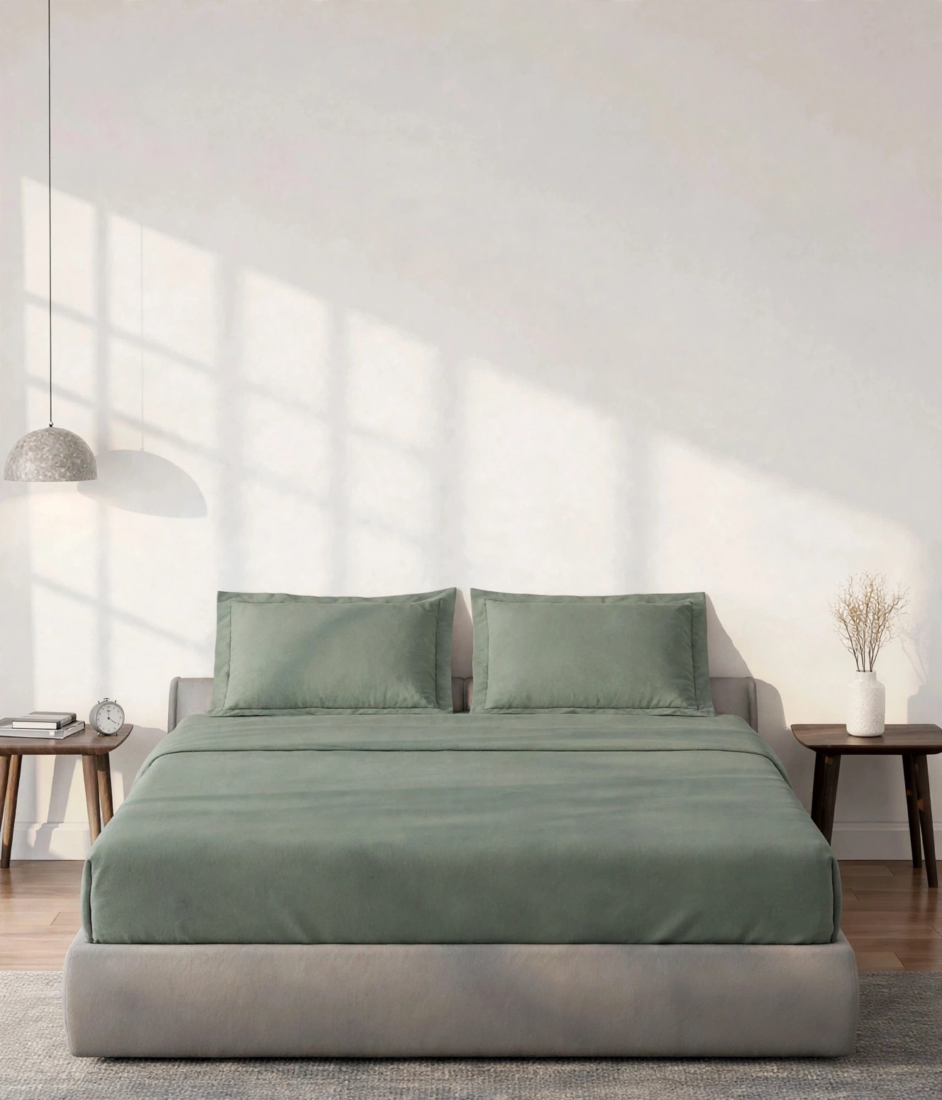 Sage Green King size fitted bedsheet with pillow cases