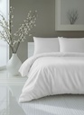 White Satin Stripe King Size Duvet Cover Set with 2 Pillow Covers