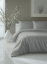 Light Grey Satin Stripe Duvet Cover Set with 2 Pillow Covers