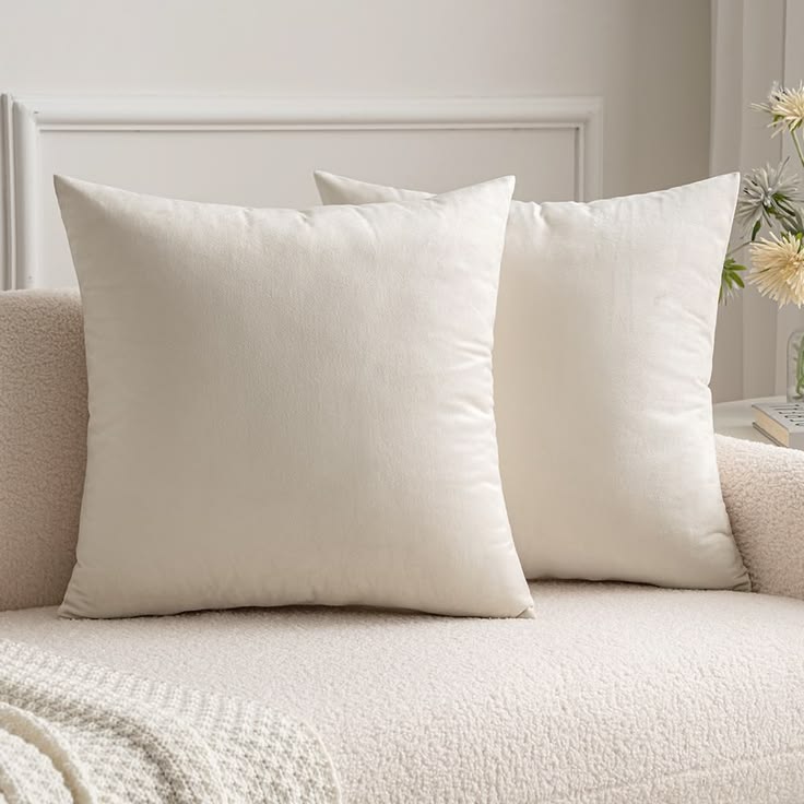 Off White Plain Velvet Cushion Cover Set of 2