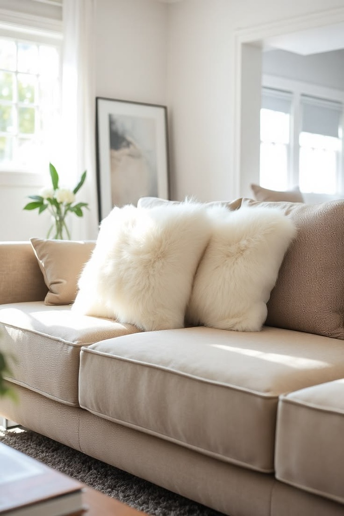 White Fluffy Faux Fur Cushion Covers - Pack Of 2