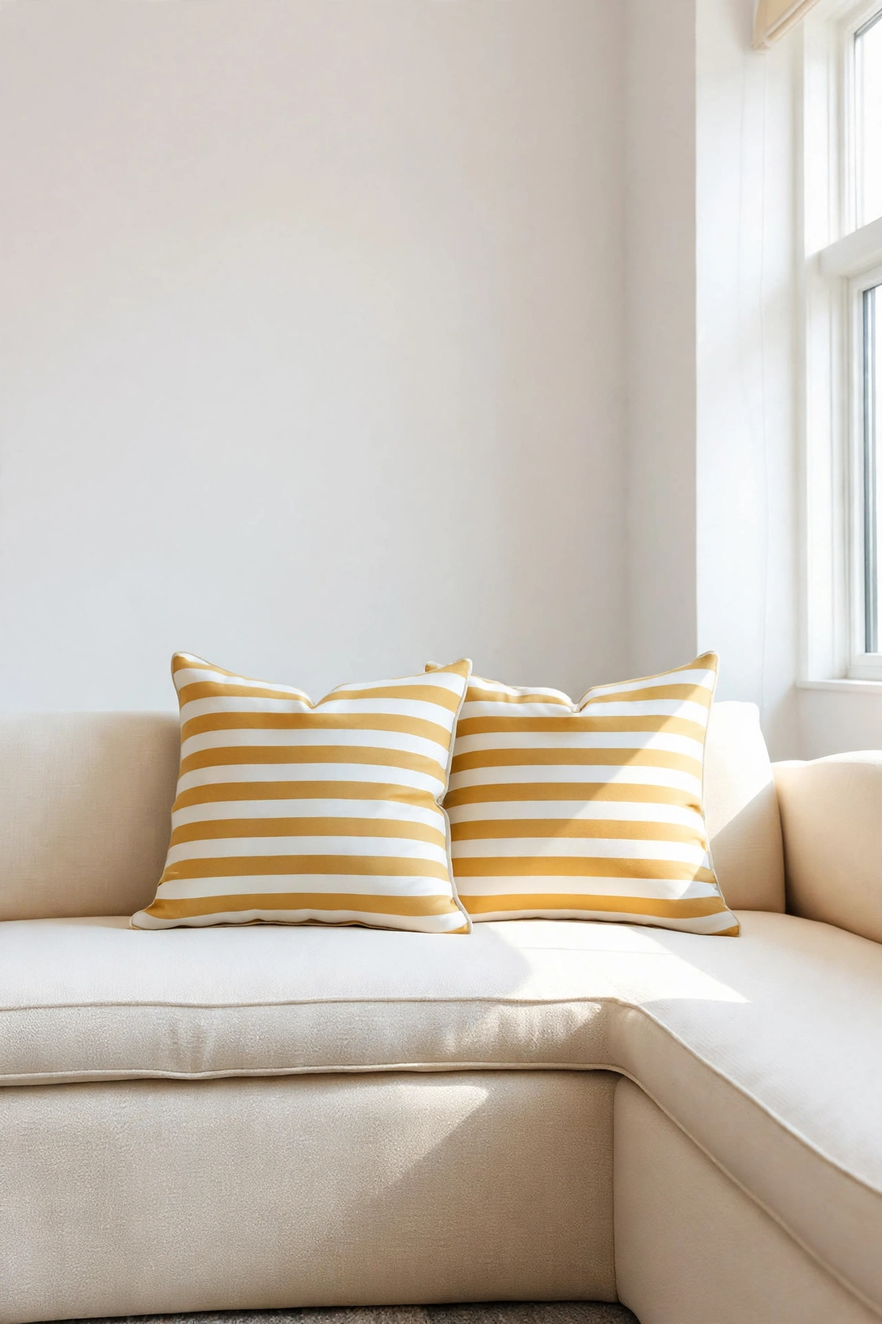 Yellow And White Stripes Cushion Covers - Pack Of 2