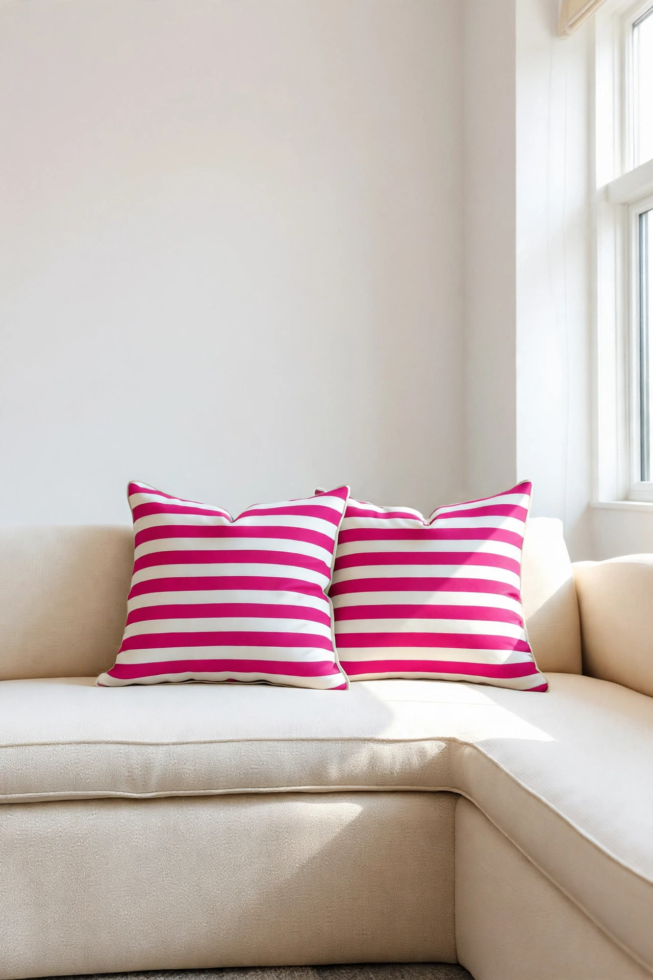 Fuchsia Pink And White Stripes Cushion Covers - Pack Of 2