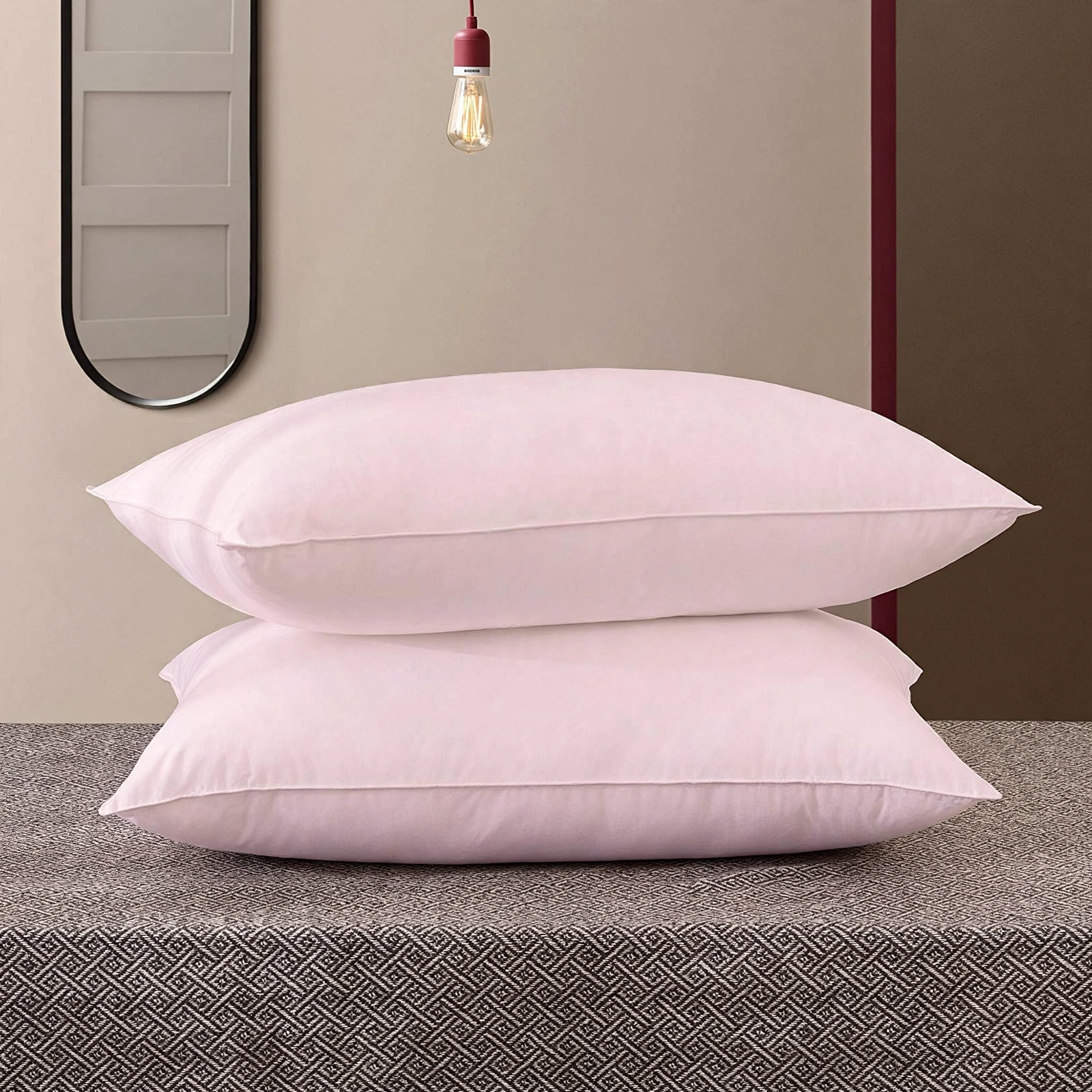 Pale Pink Solid Plain Pillow Covers - Pack Of 2