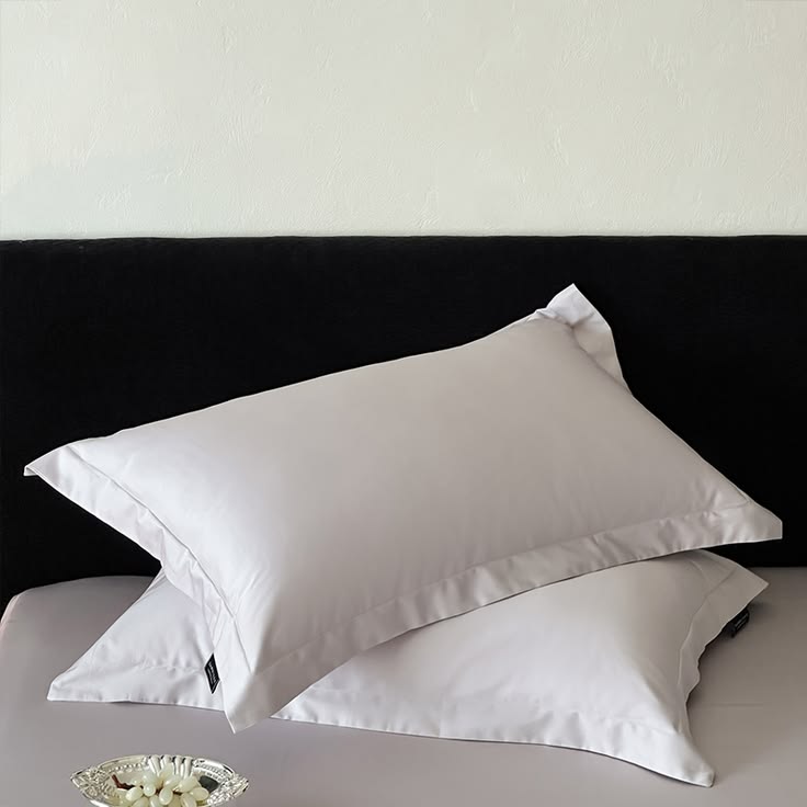 Basic White Premium Border Pillow Covers - Pack Of 2