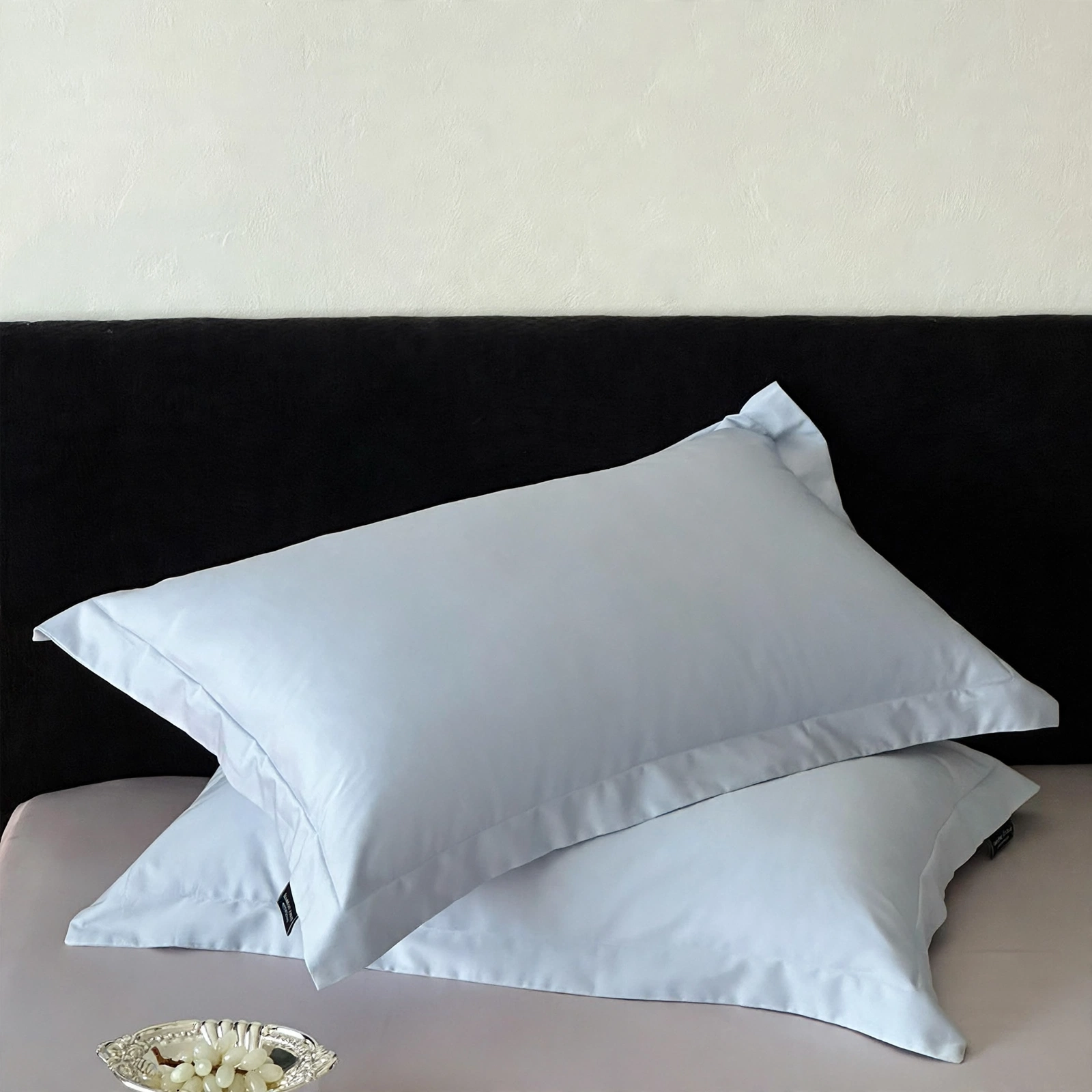 Base Blue / Ice Blue Premium Border Pillow Covers - Pack Of 2