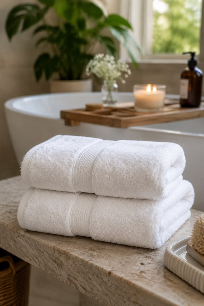 White Luxury Bath Towel Set of 2